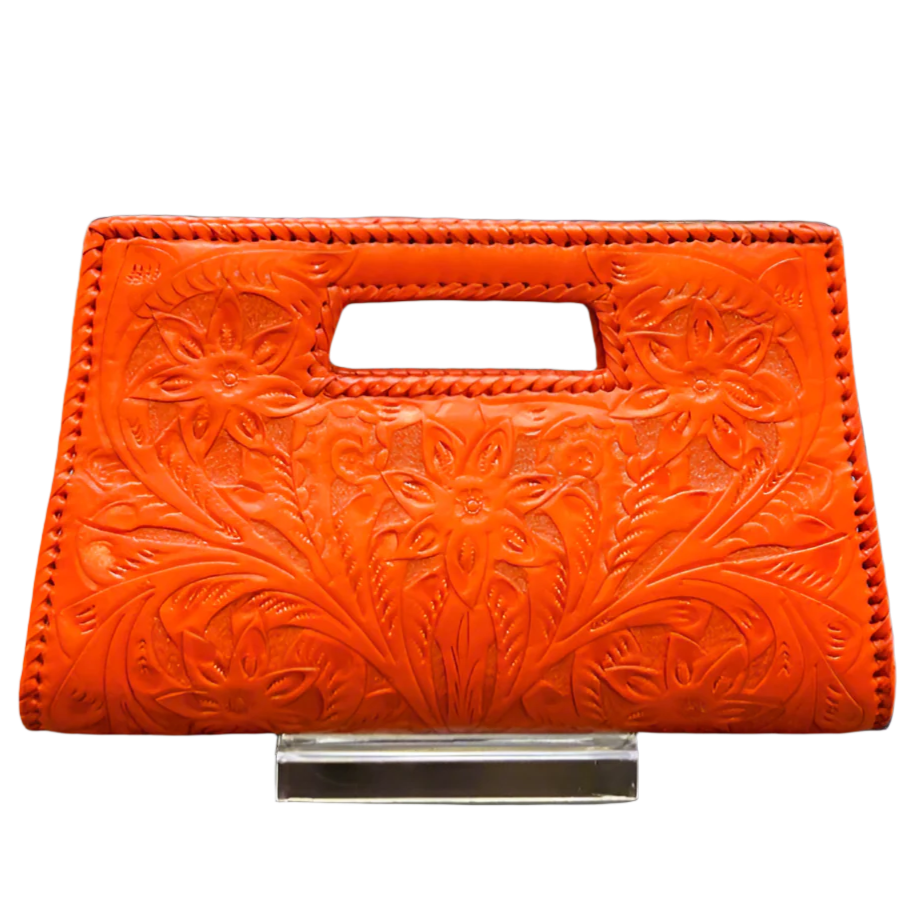 The Caroline| Hand-Tooled Leather Clutch & Crossbody