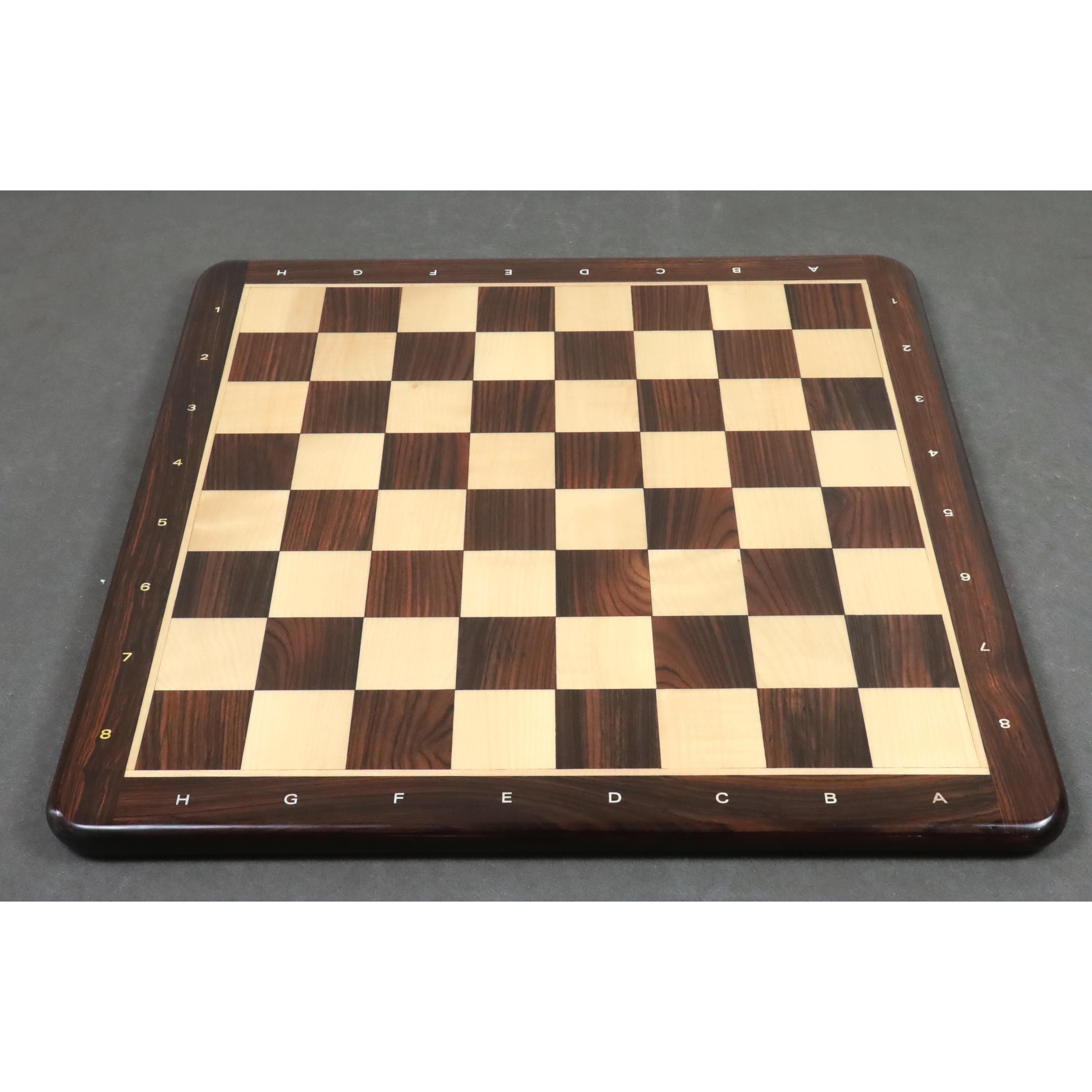 21" Flat Chessboard in Rosewood & Maple Wood - 55 mm Square- Algebraic Notations