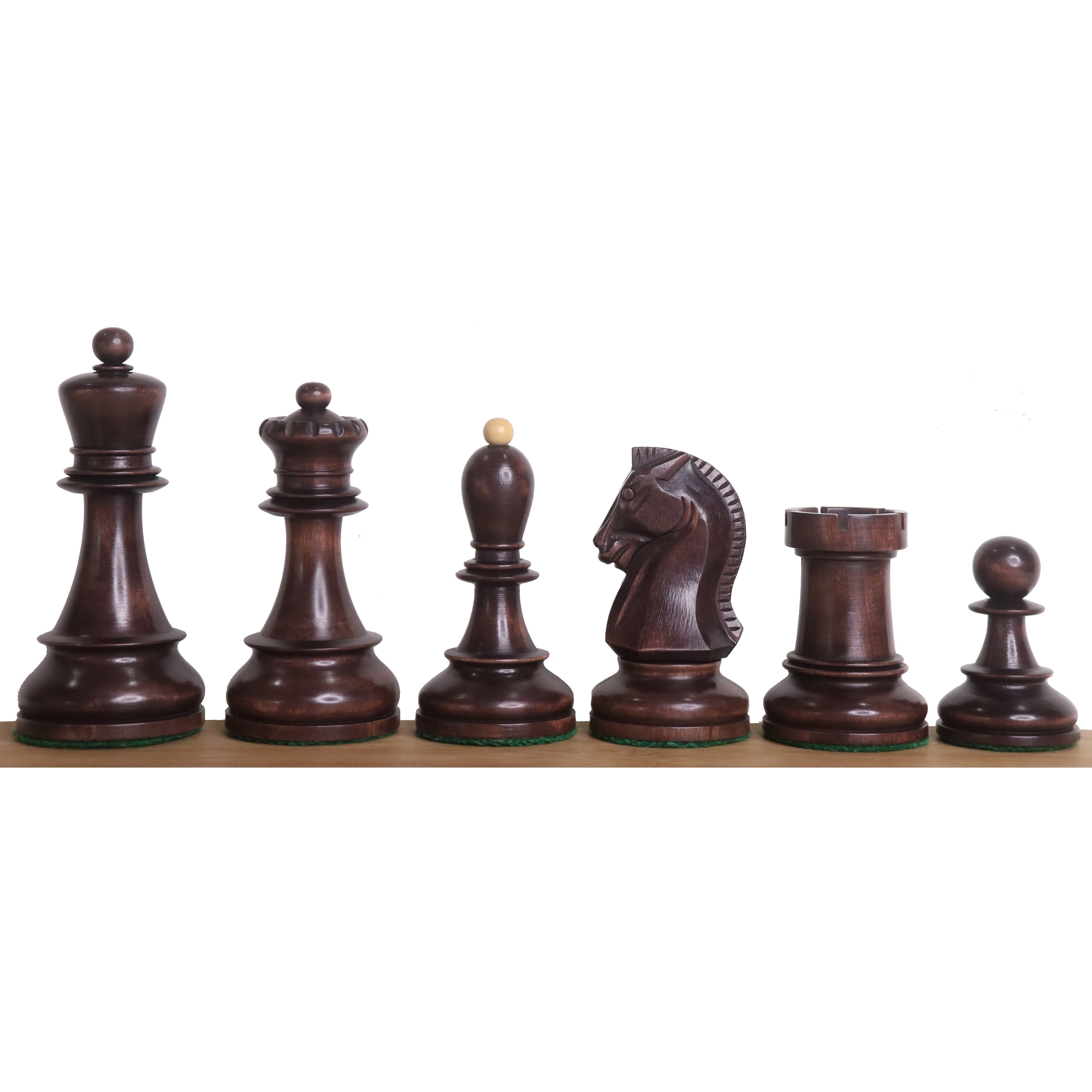1950s' Fischer Dubrovnik Chess Set- Chess Pieces Only - Mahogany Stained & Boxwood - 3.8" King