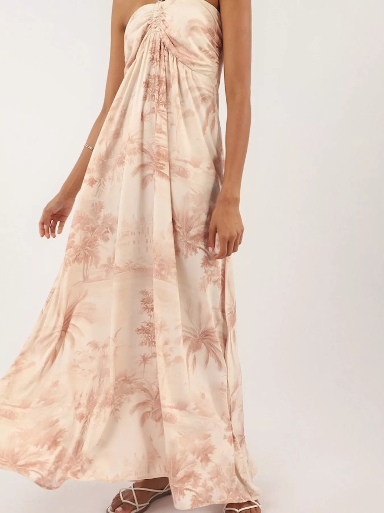 Tropical Print Halter Neck Maxi Dress