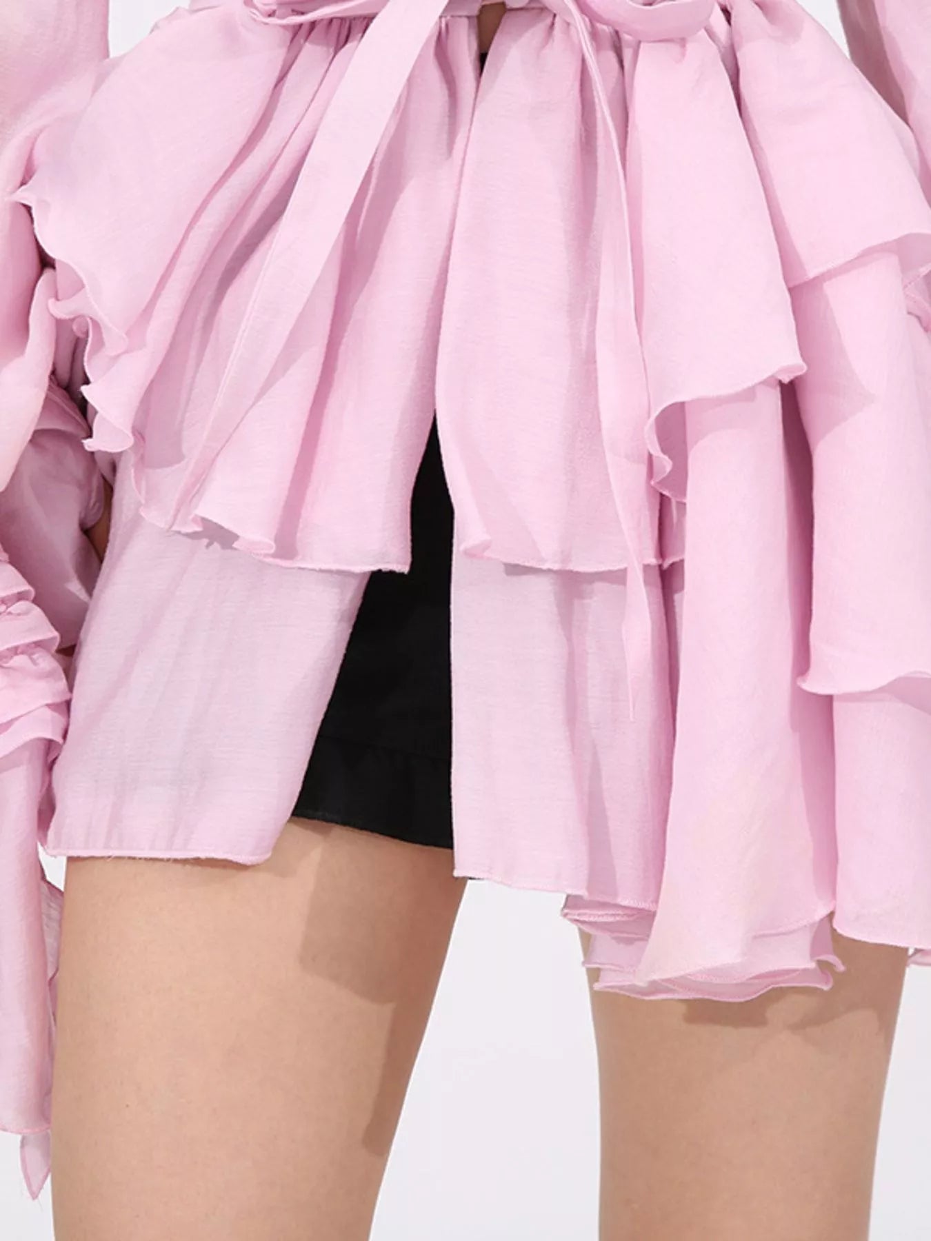 Ruffled Layered Long Sleeve Mini Dress