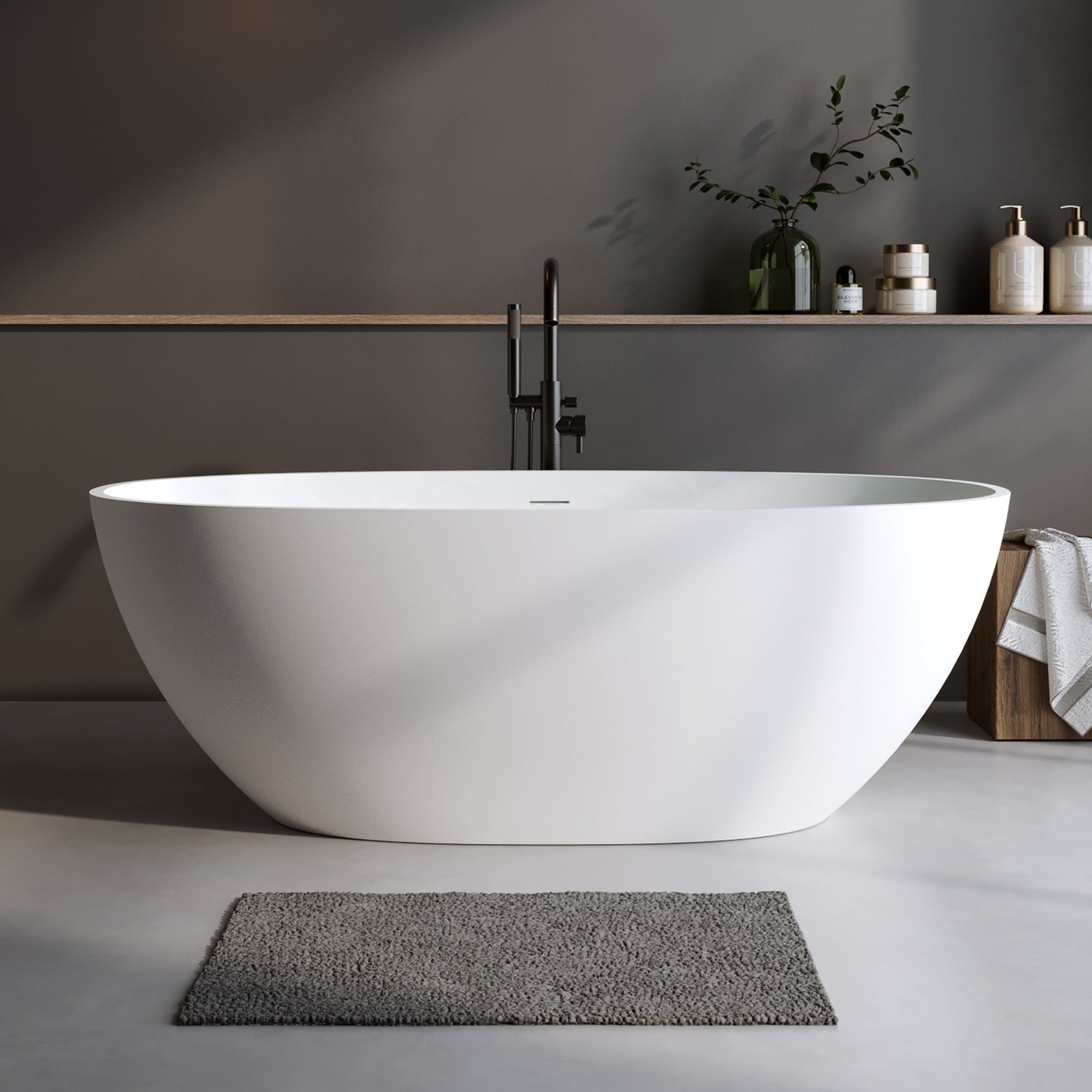Solid Surface Matte Tub - 70.8" Freestanding Bathtub