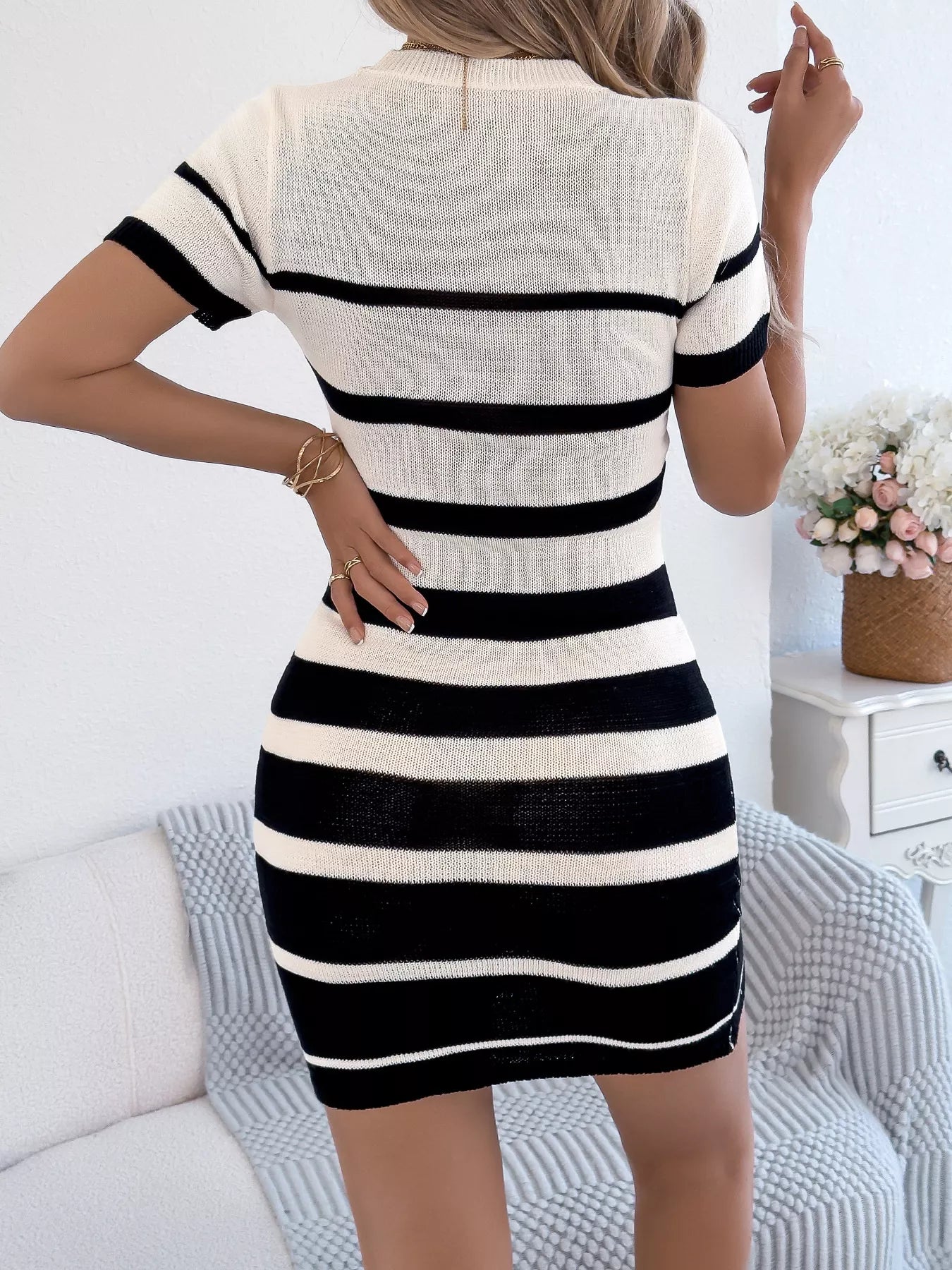 Striped Bodycon Knit Mini Dress