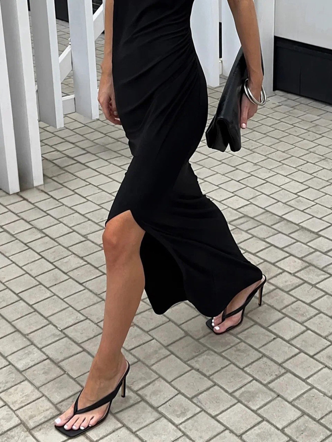 Slit Sleeveless Round Neck Maxi Dress