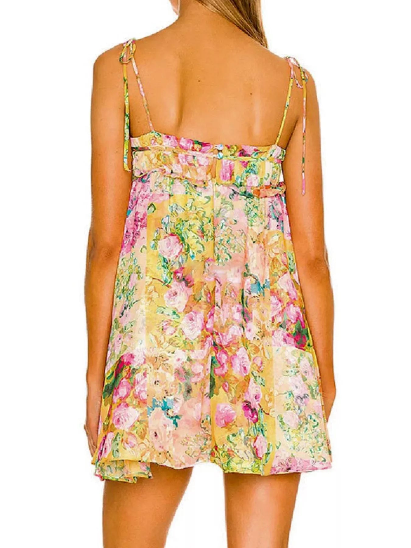 Floral Print Tie-Shoulder Mini Dress