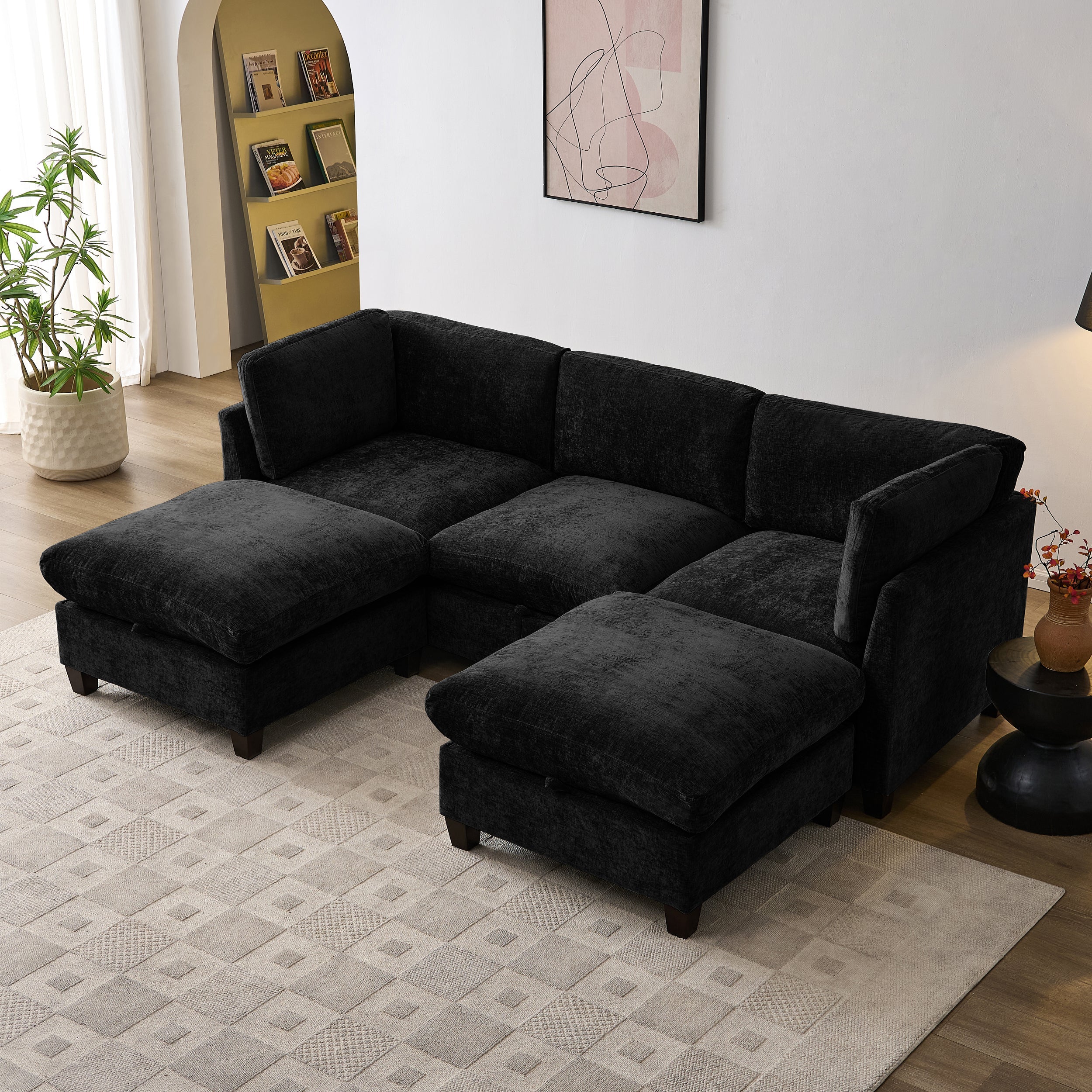 96.5" Sectional Couch for Living Room, Upholstered Soft Chenille Fabric Sofa
