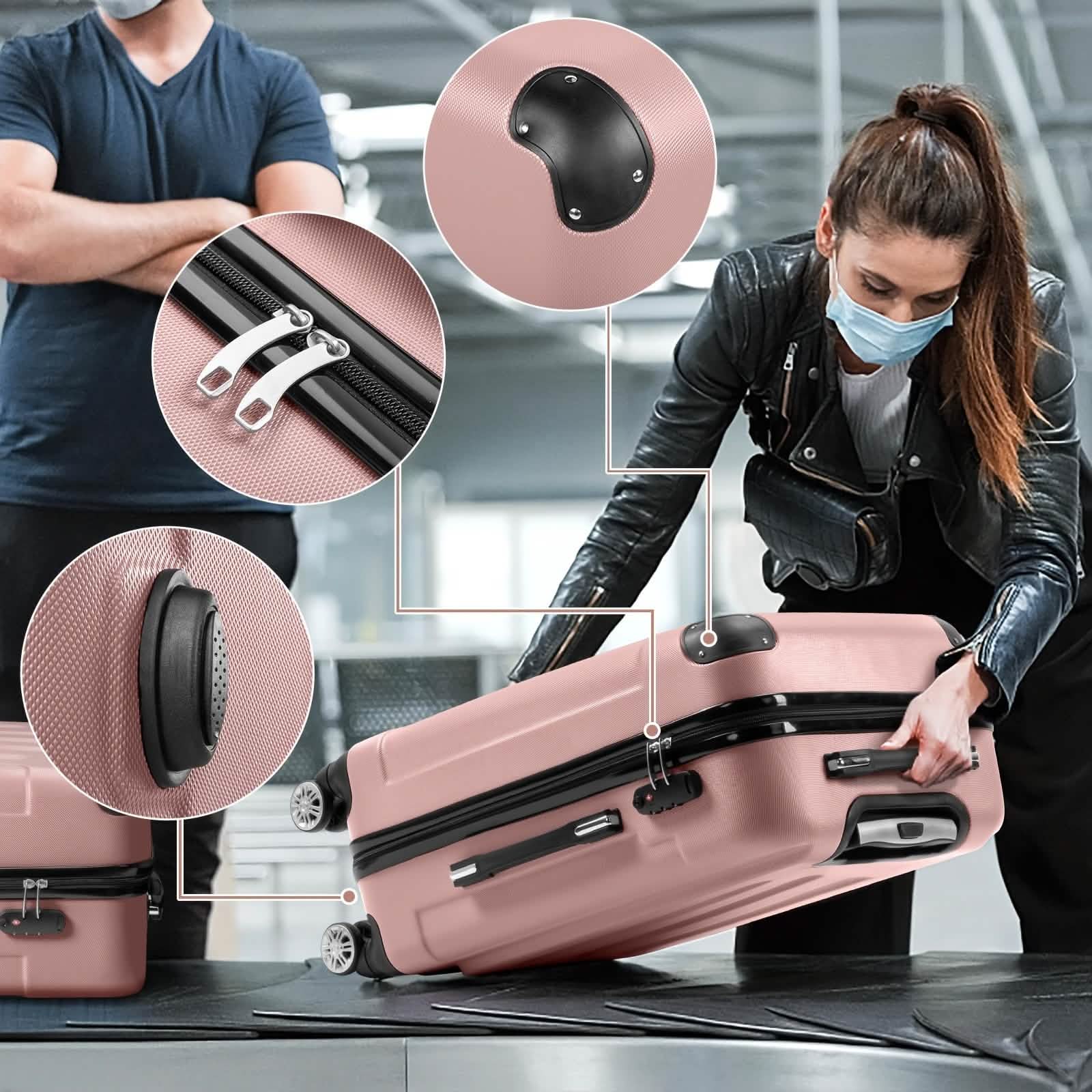 3-Piece Hard Shell Luggage Set with TSA Lock – 20/24/28 Inch 360° Spinner Wheels - Overture Gifts