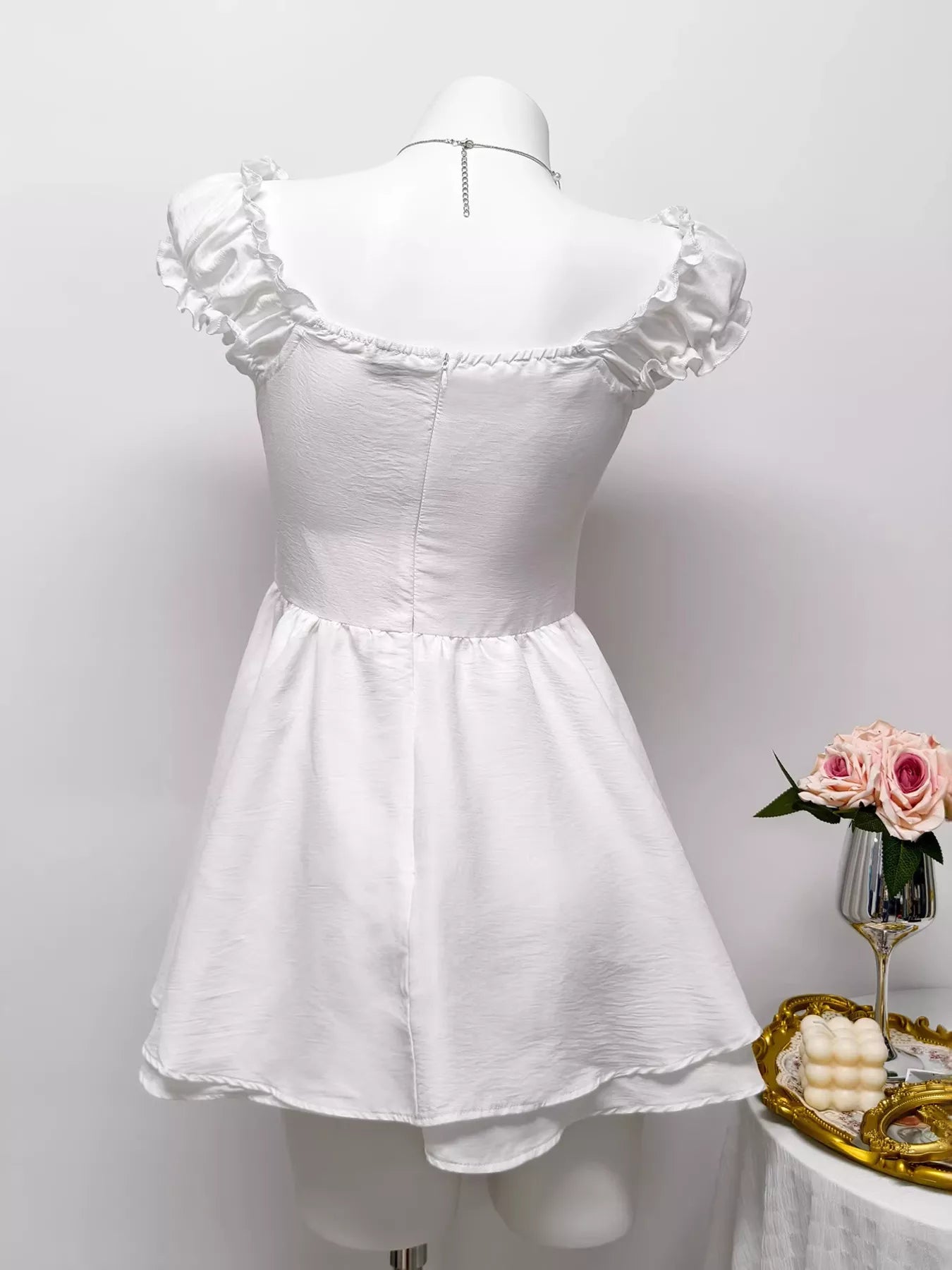 Ruffle Trimmed Layered Mini Dress
