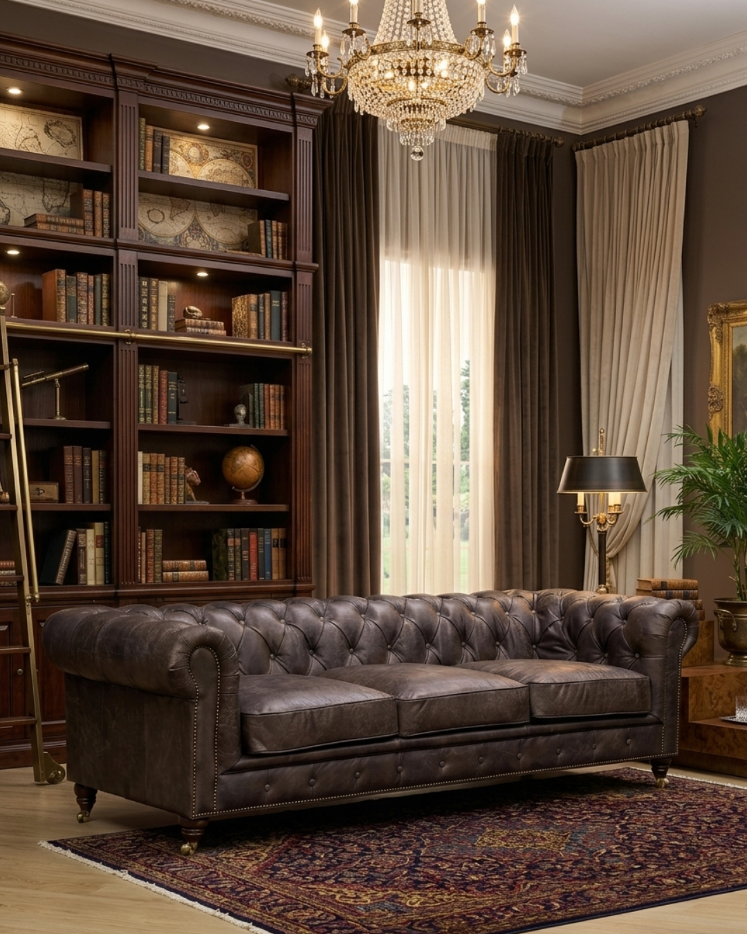 Century Chesterfield Sofa - Dark Brown Leather