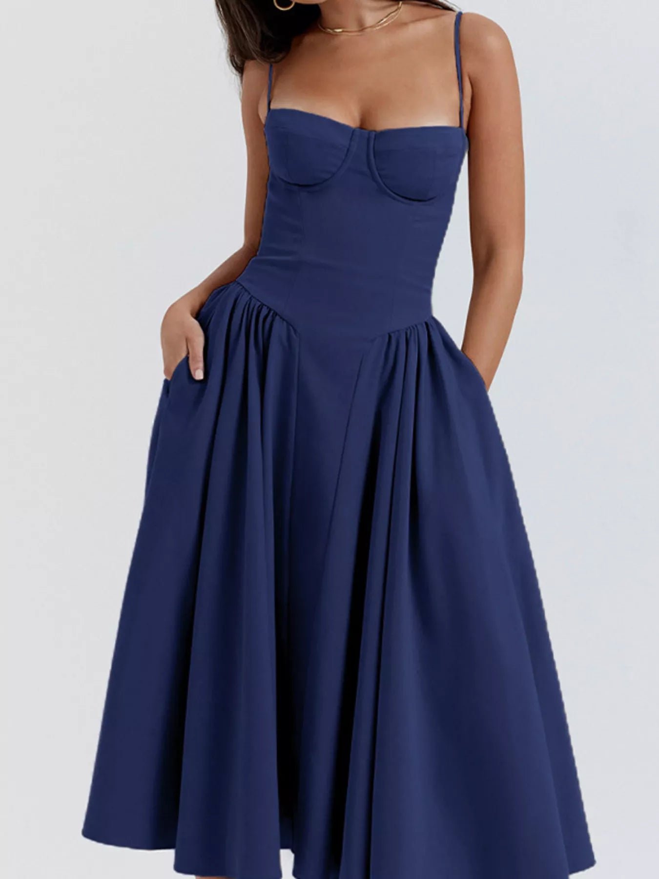 Sweetheart Neck Spaghetti Strap Midi Dress