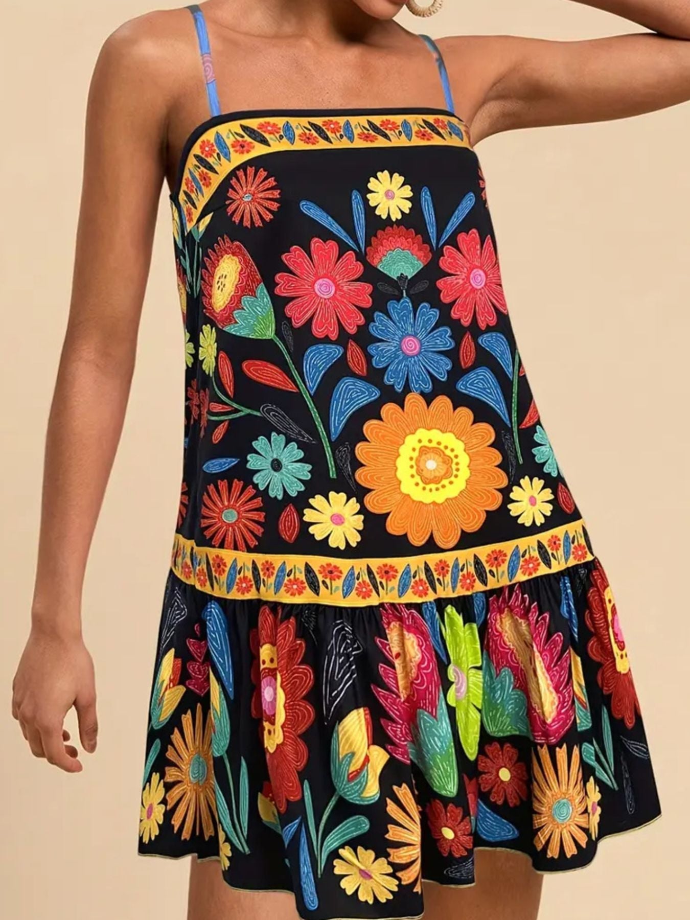 Floral Print Sleeveless Mini Dress