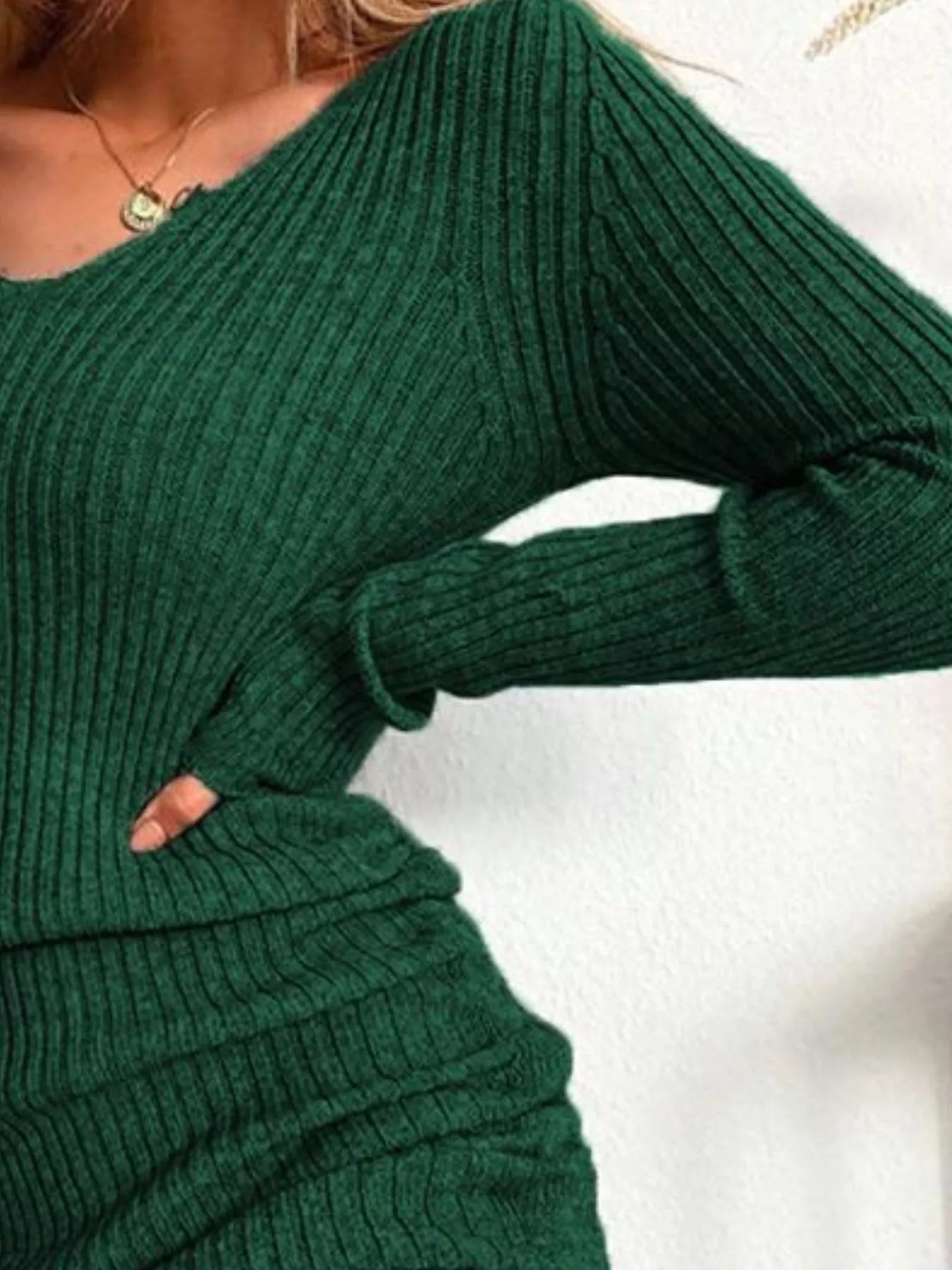 Full Size Ribbed Knit Drawstring Bodycon Sweater Dress Plus Size