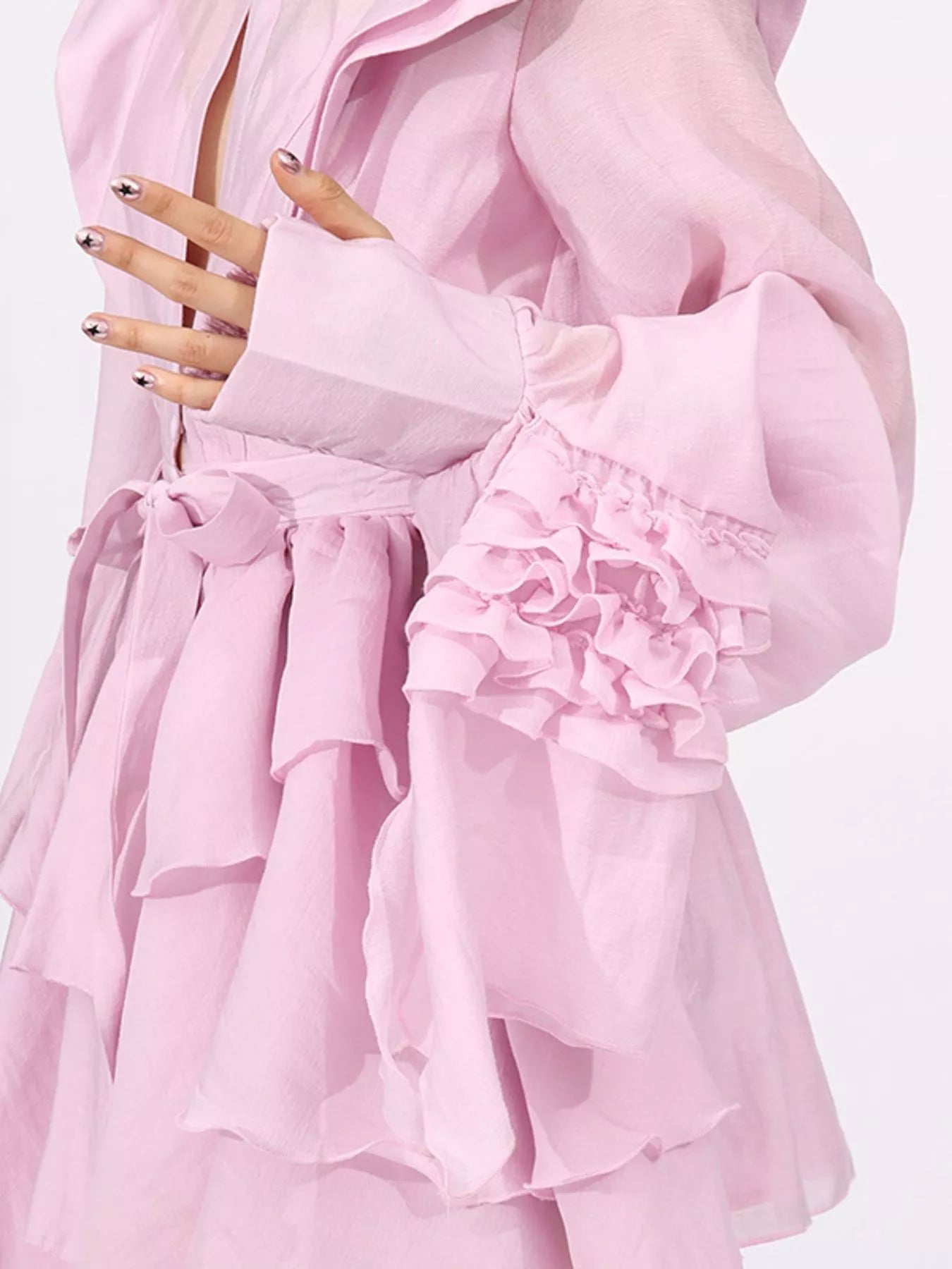 Ruffled Layered Long Sleeve Mini Dress