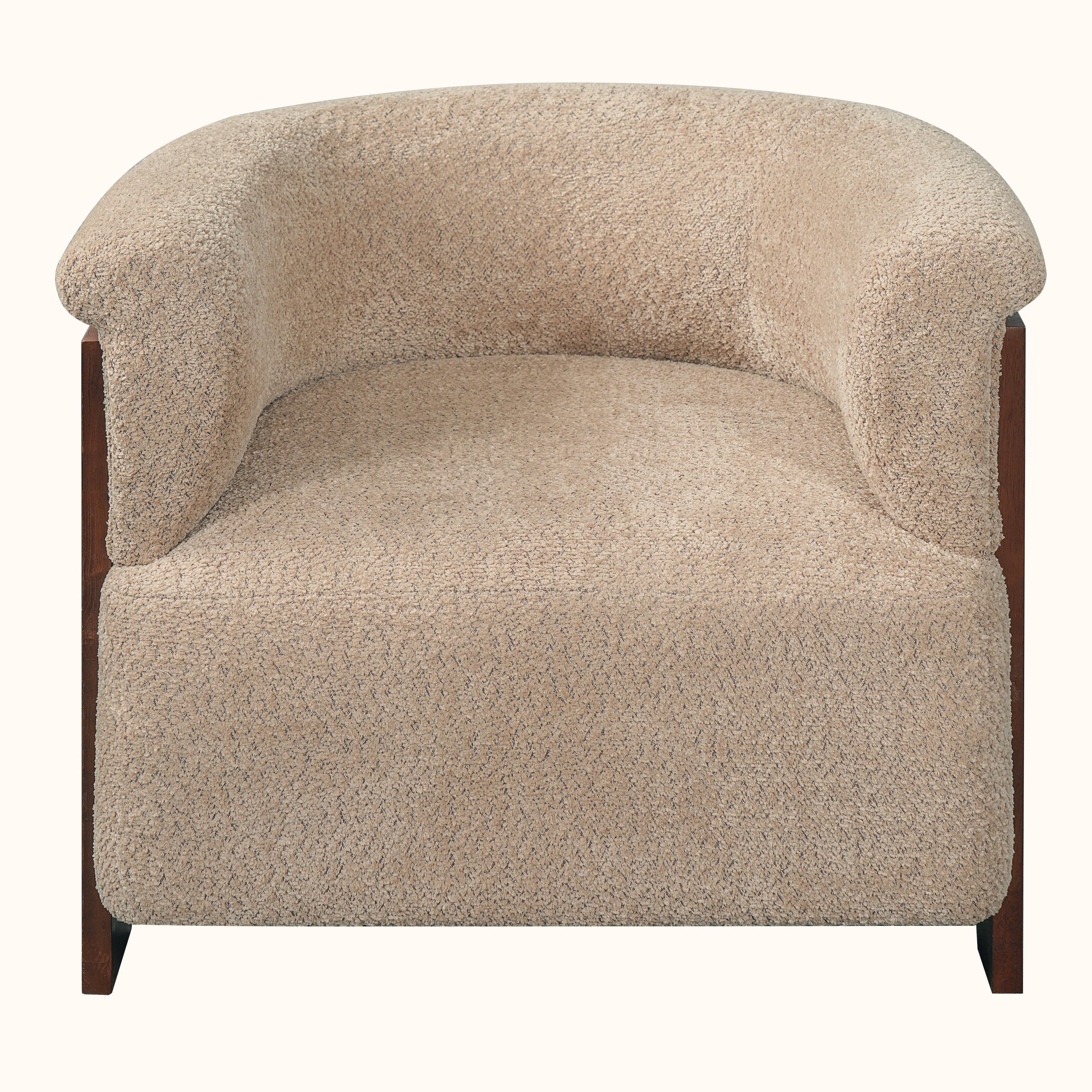 31.7" Mid-Century Curved Barrel Accent Chair