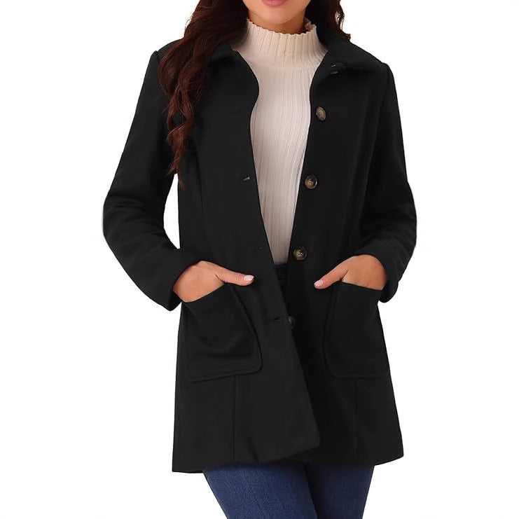 Double-breasted Long-sleeve Lapel Wool-lined Casual Coat