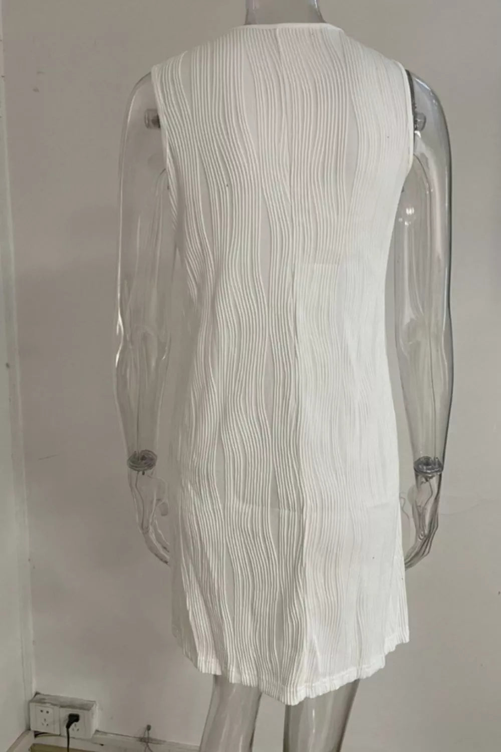 Sleeveless Textured Casual Mini Dress