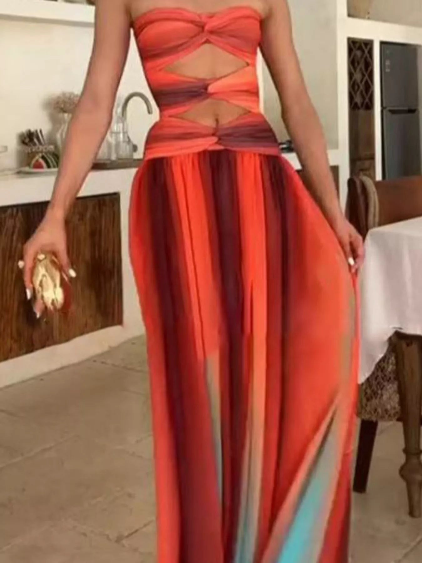 Strapless Cutout Maxi Dress