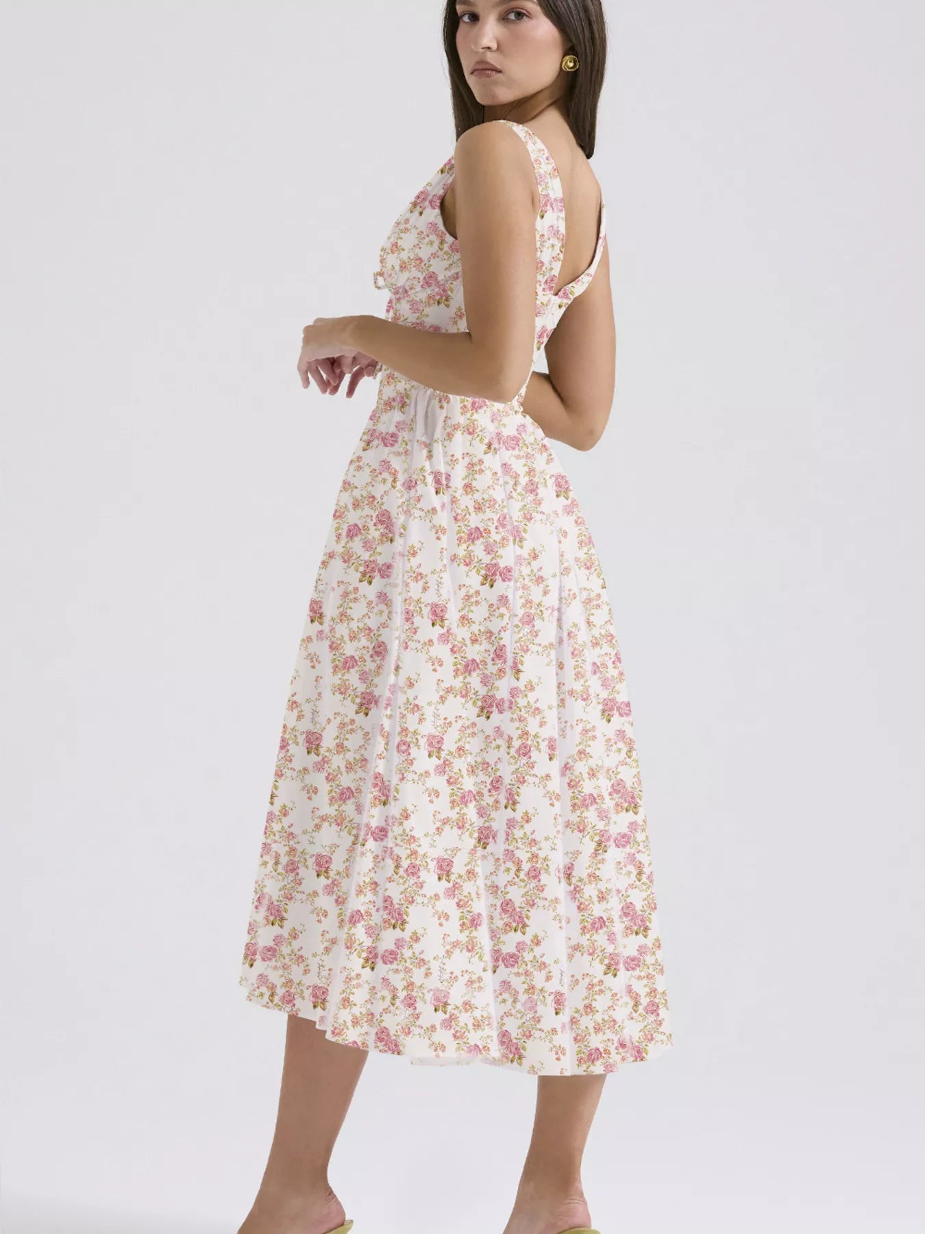 V-Neck Sleeveless Midi Dress