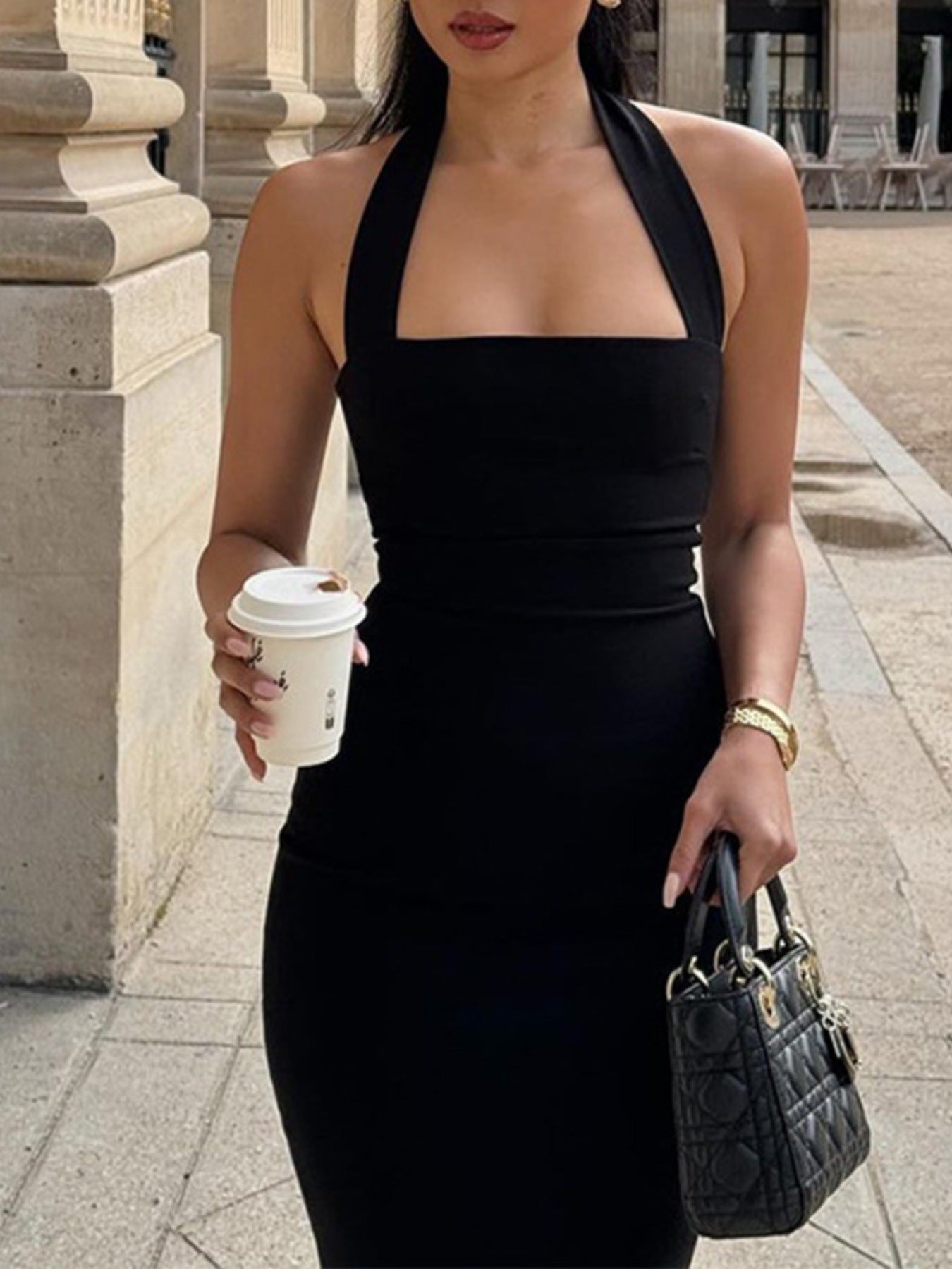 Halter Neck Bodycon Midi Dress