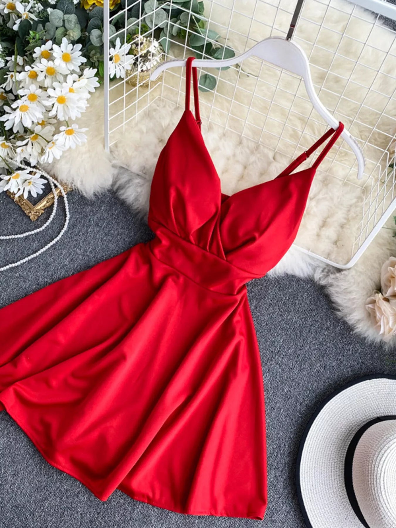Surplice Spaghetti Strap Mini Dress