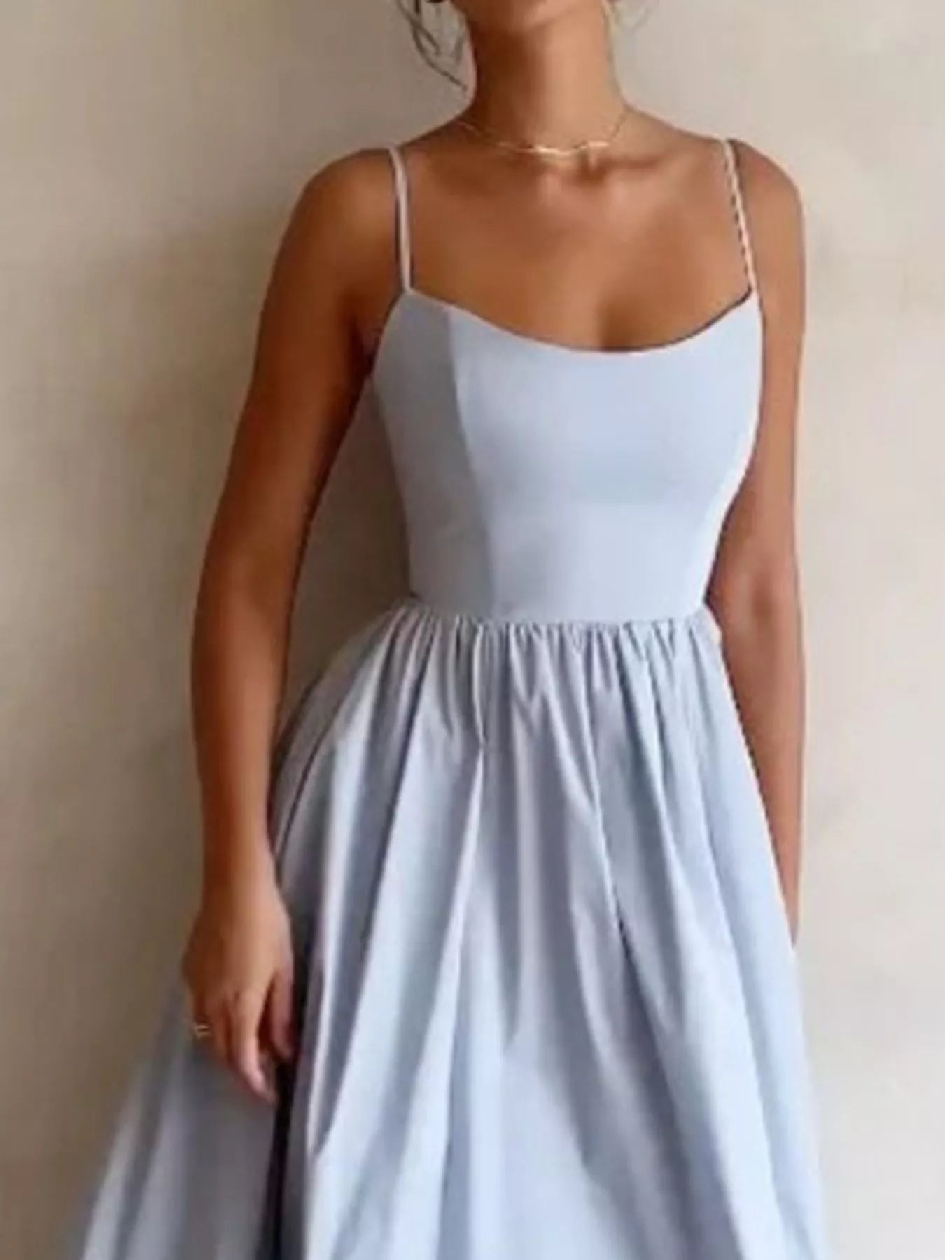 Adjustable Strap Scoop Neck Midi Dress