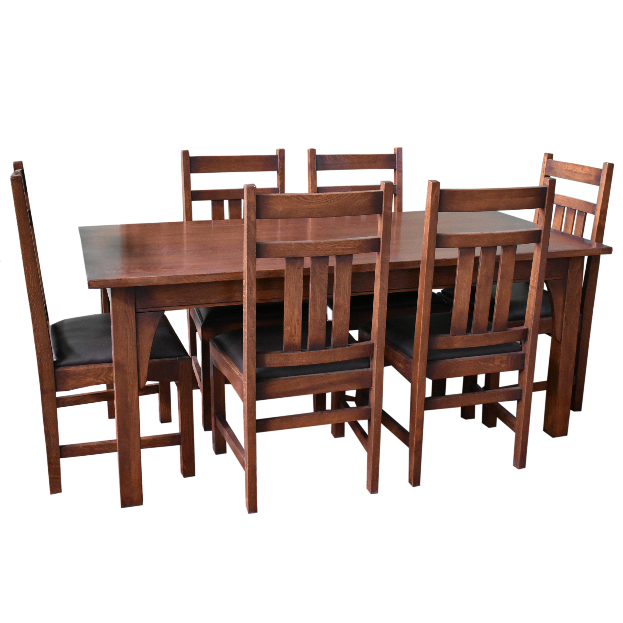 Mission 70" Solid Oak Dining Table Set with 6 #401 Chairs