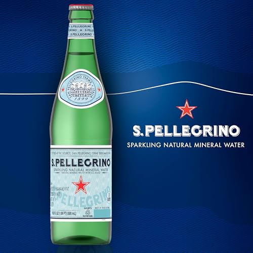S.Pellegrino Sparkling Natural Mineral Water, 8 Pack, 16.9 Fluid Ounce Glass Bottles