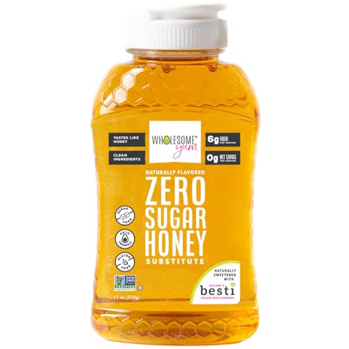 Wholesome Yum Zero Sugar Honey Substitute with Monk Fruit and Allulose, Case of 8, 11 Ounce Bottles