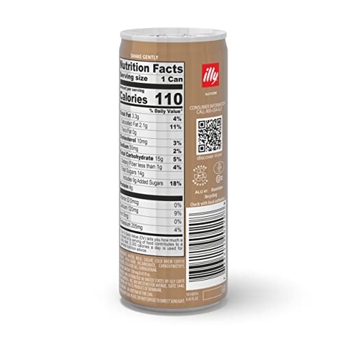 Illy Caffe Latte Macchiato Cold Brew Coffee, Case of 12, 8.45 fl oz Cans