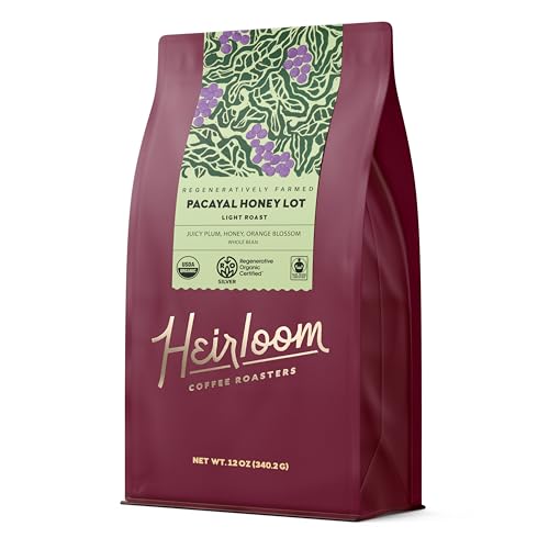 Heirloom Coffee Roasters Organic Pacayal Honey Lot Coffee, Case of 6, 12 Ounce