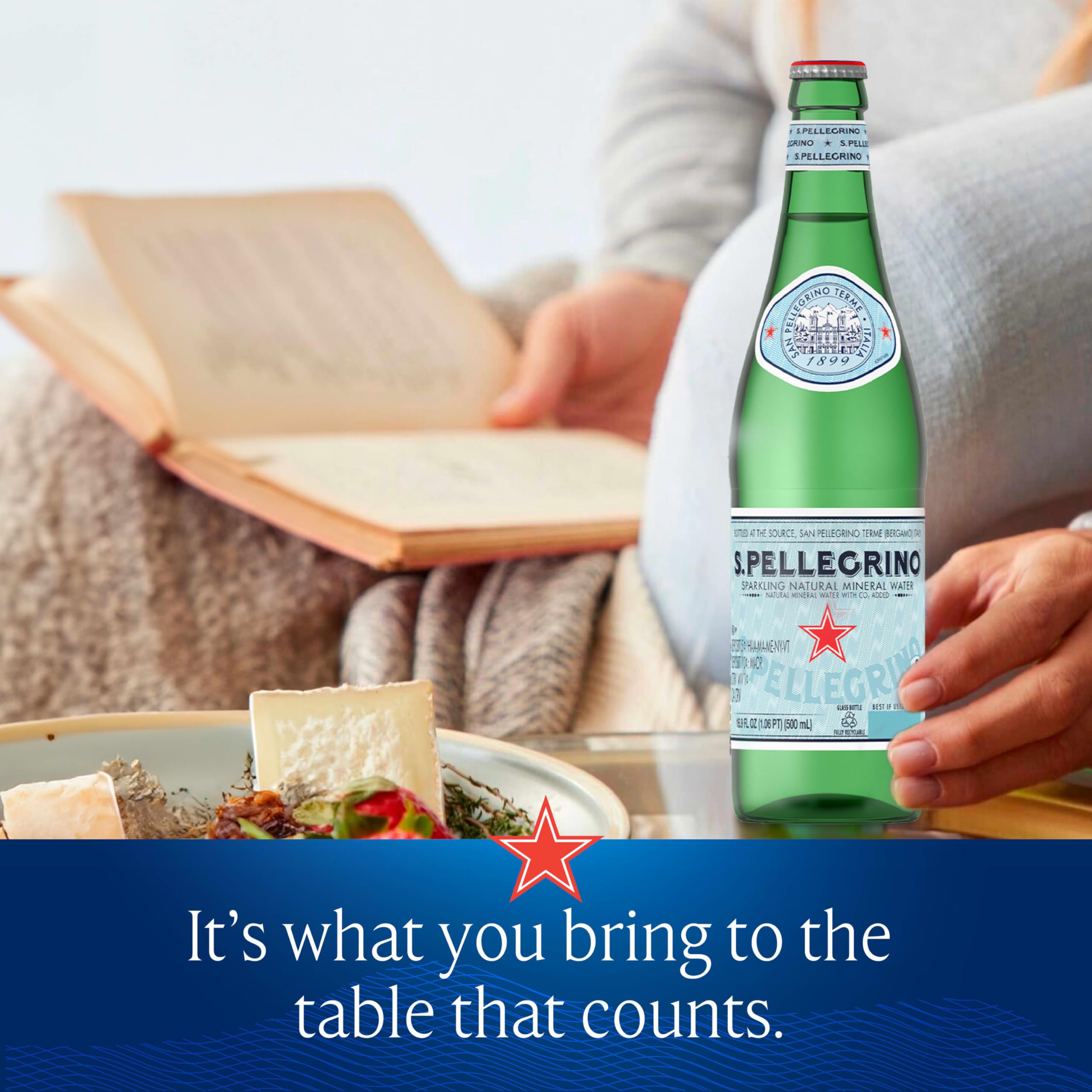 S.Pellegrino Sparkling Natural Mineral Water, 8 Pack, 16.9 Fluid Ounce Glass Bottles