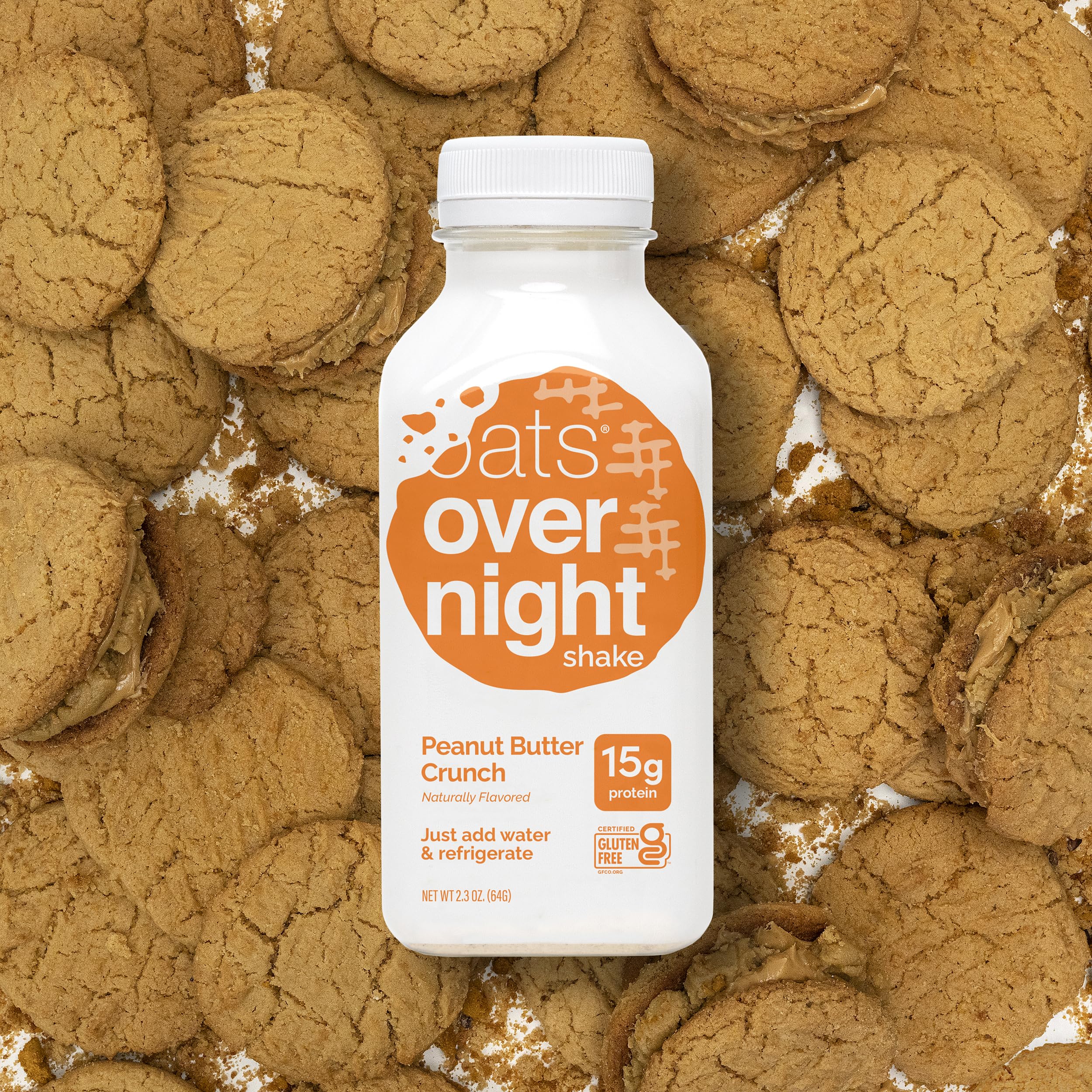 Oats Overnight Peanut Butter Crunch Overnight Oat Shake, Case of 10, 2.3 oz