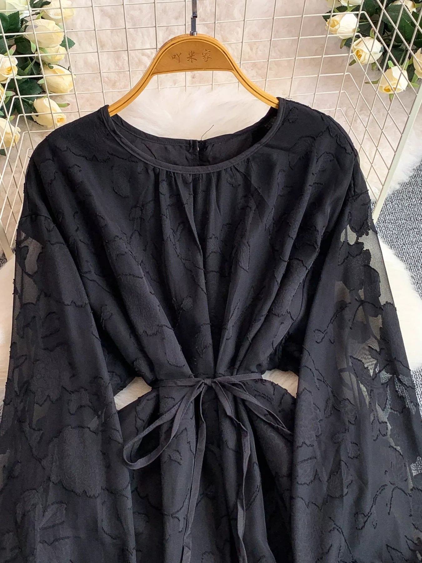 Tie Waist Long Sleeve Dress