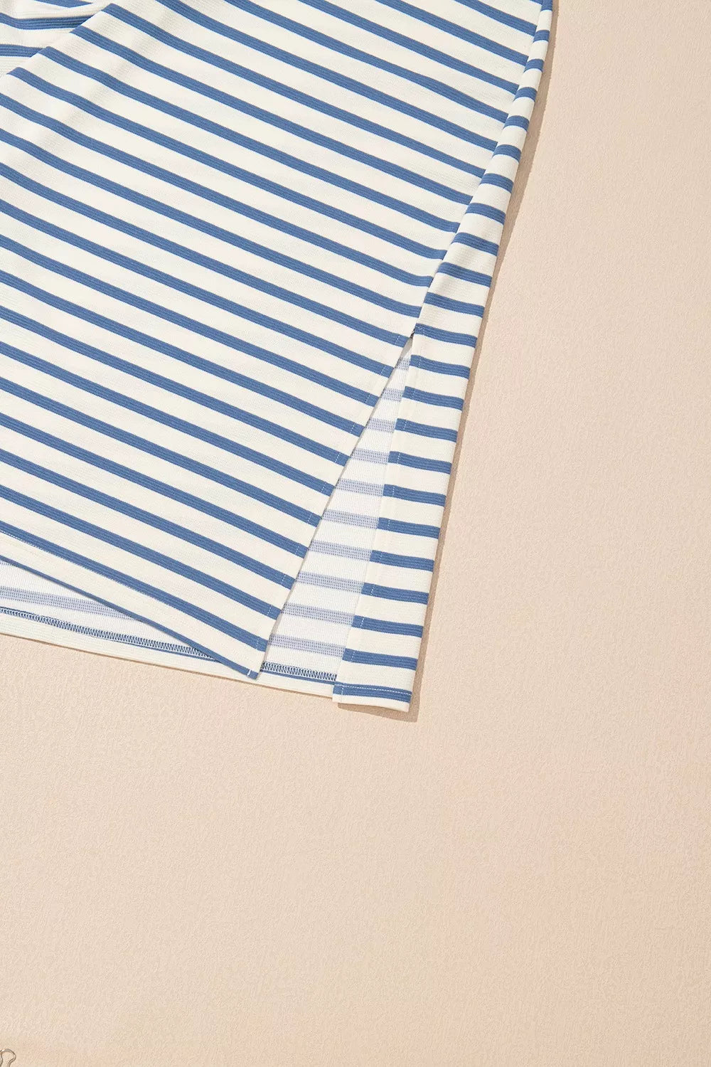 Stripe Tie V Neck Sleeveless Side Slit Midi Dress