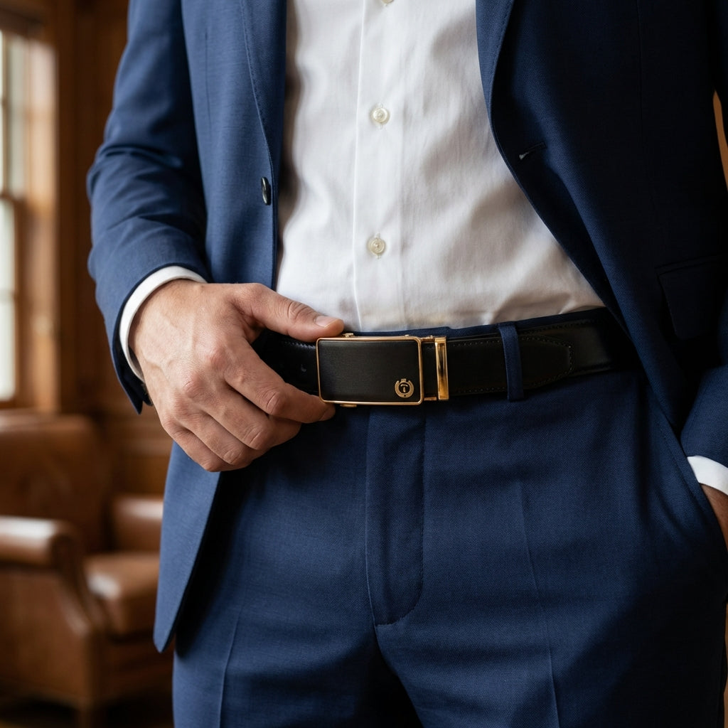 White Italian Leather Ratchet Belt for Men – Handmade Luxury Smart Belt