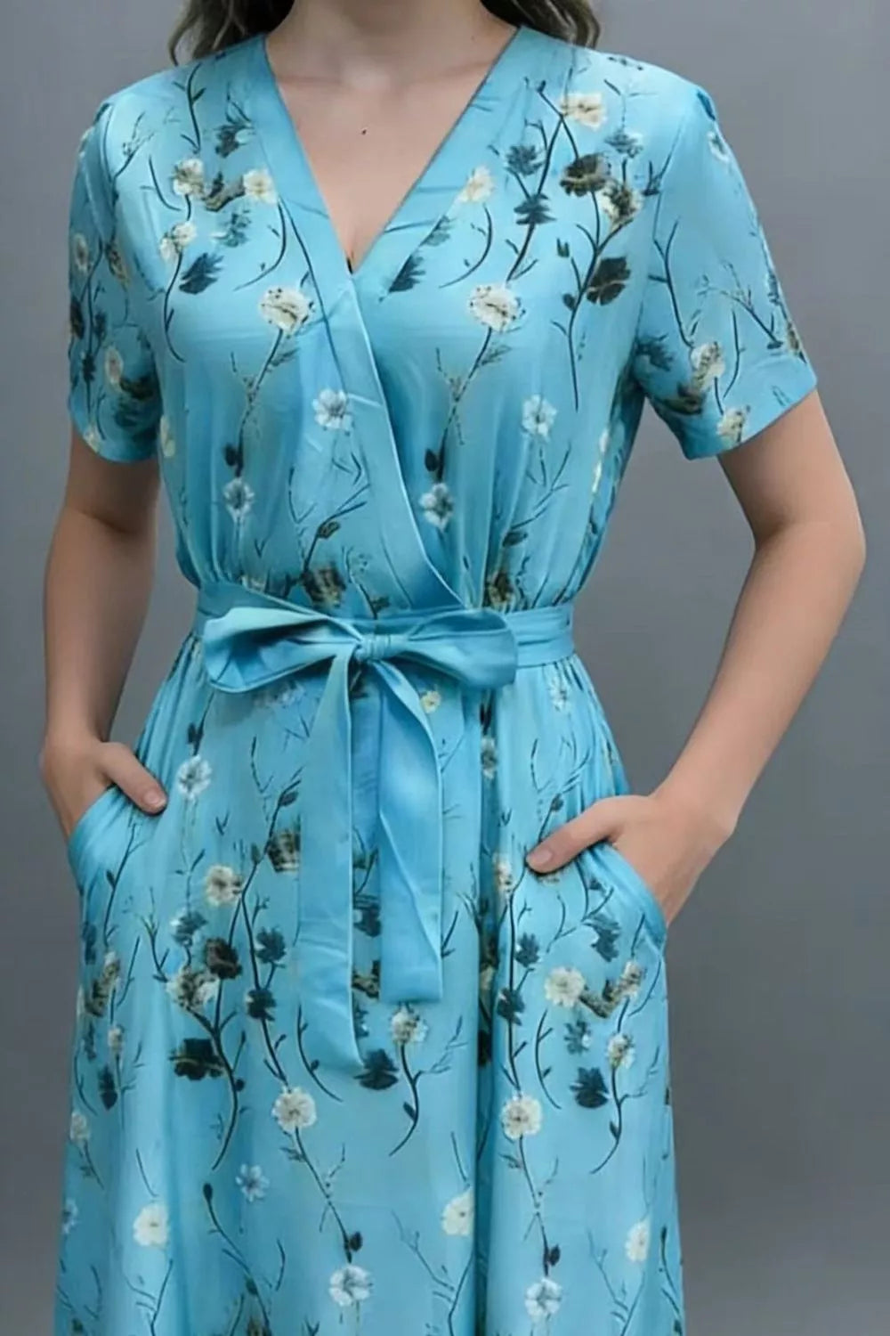 Floral Print Wrap Maxi Dress