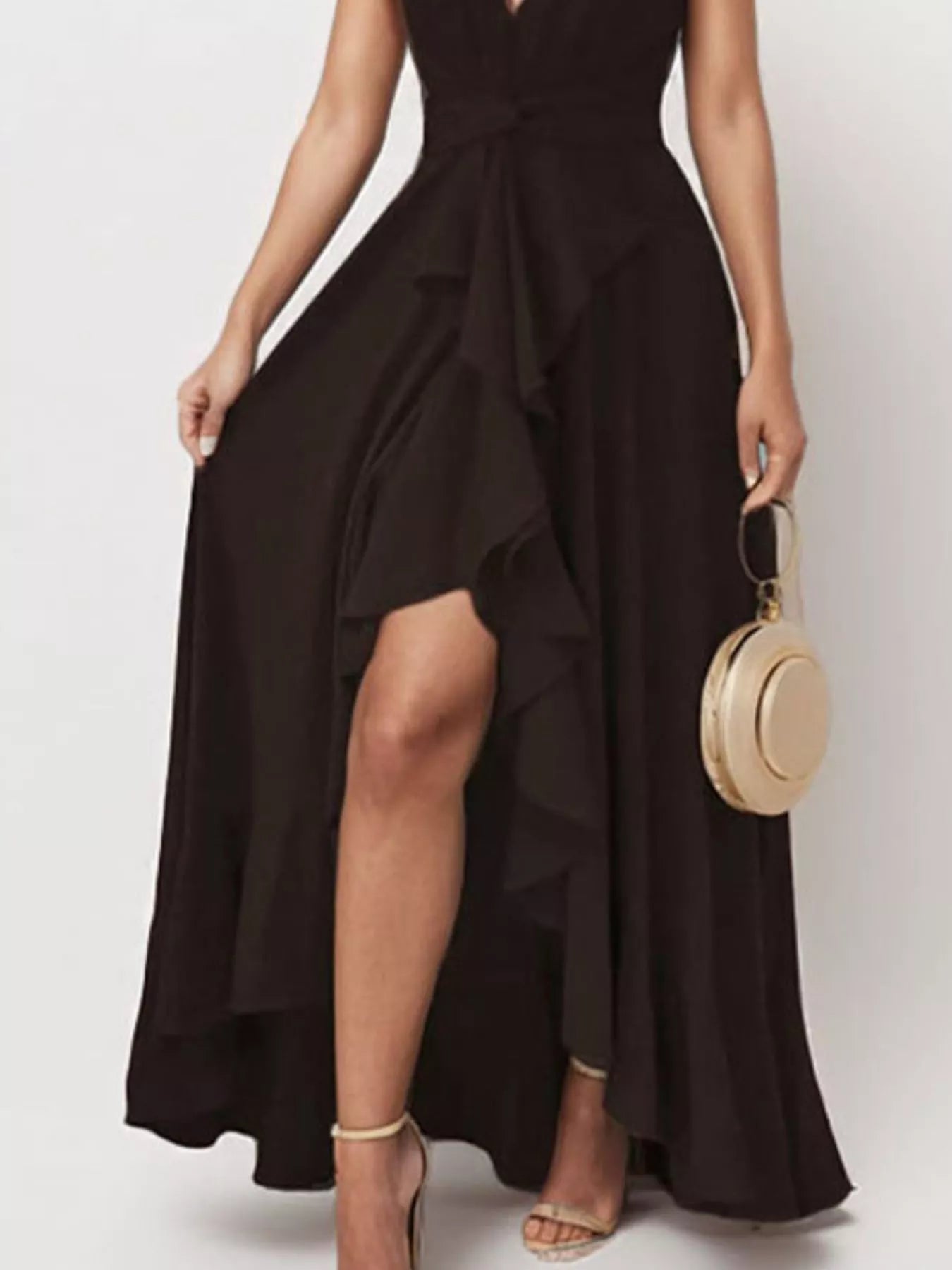 Full Size Ruffled High-Low Maxi Dress Plus Size