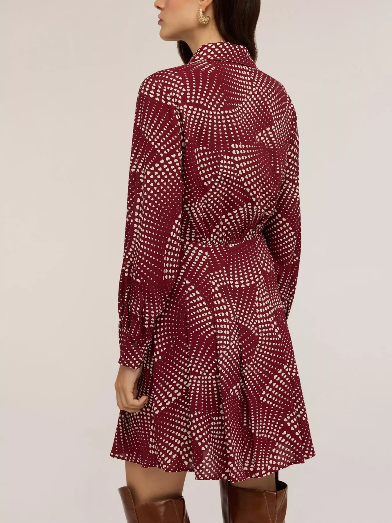 Printed Long Sleeve Mini Shirt Dress