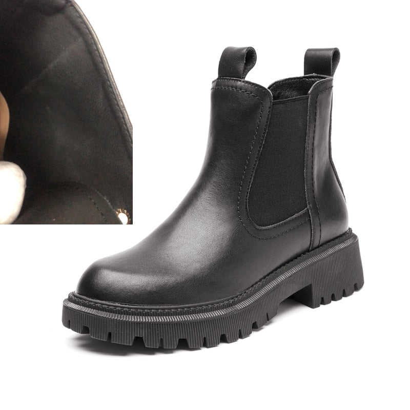 AIYUQI Women's Chelsea Boots Genuine Leather New Autumn Winter Fashion Women's Ankle Boots Retro Martin Boots Ladies