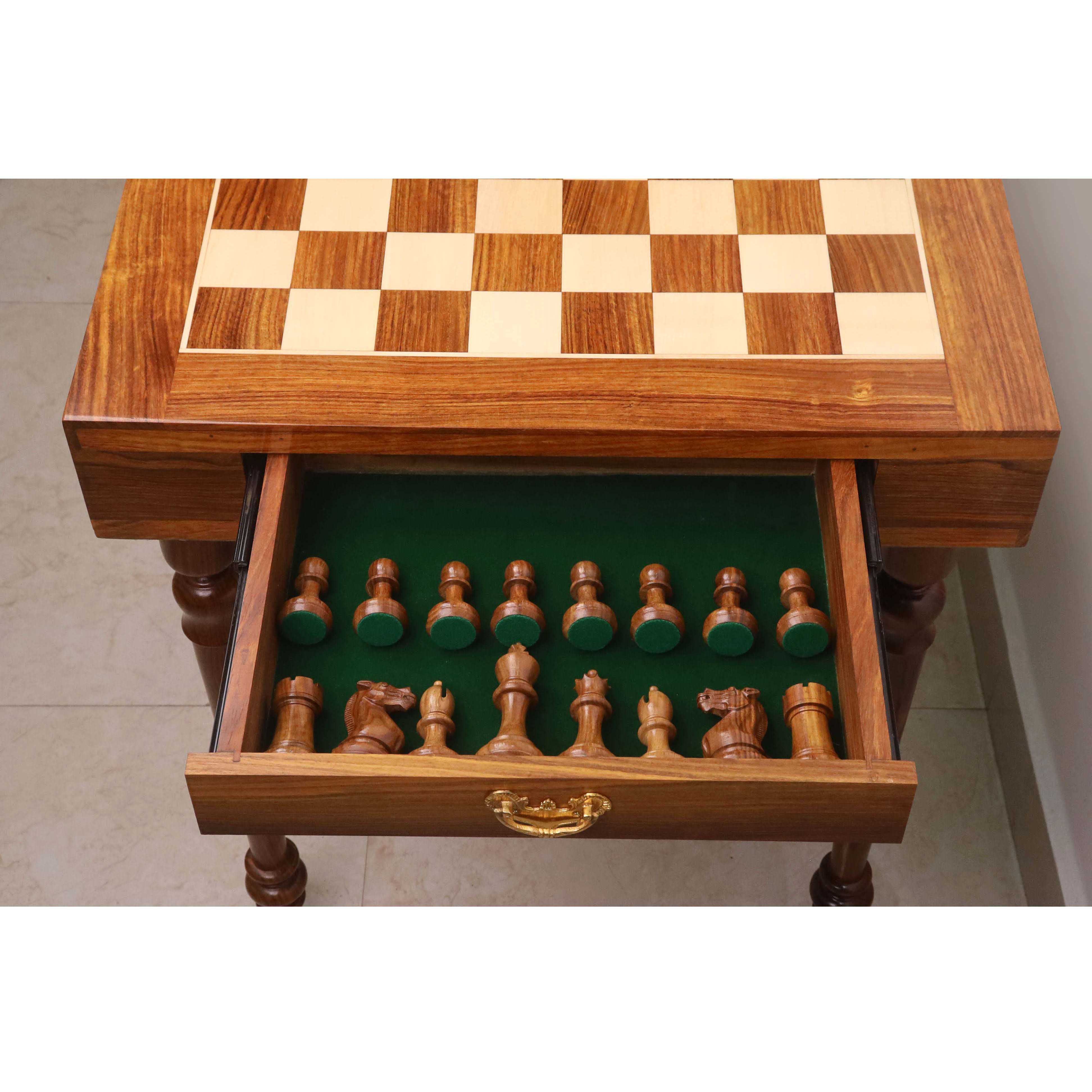 23" Tournament Chess Board Table with 4.1" Pro Staunton Weighted Wooden Chess Pieces - Golden Rosewood and Boxwood