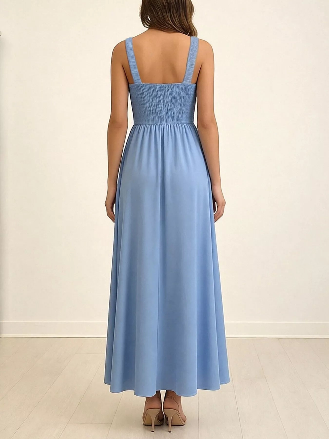 Slit Wide Strap Maxi Dress