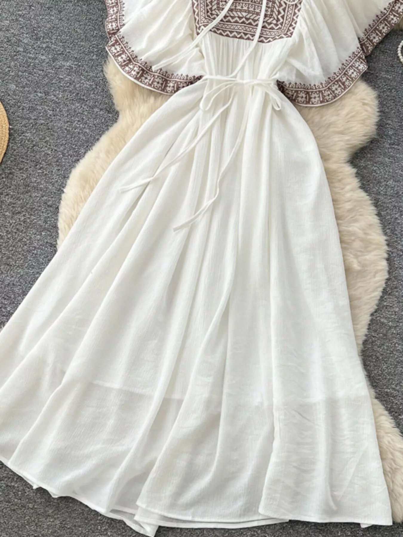 Tie Neck Short Sleeve Dress