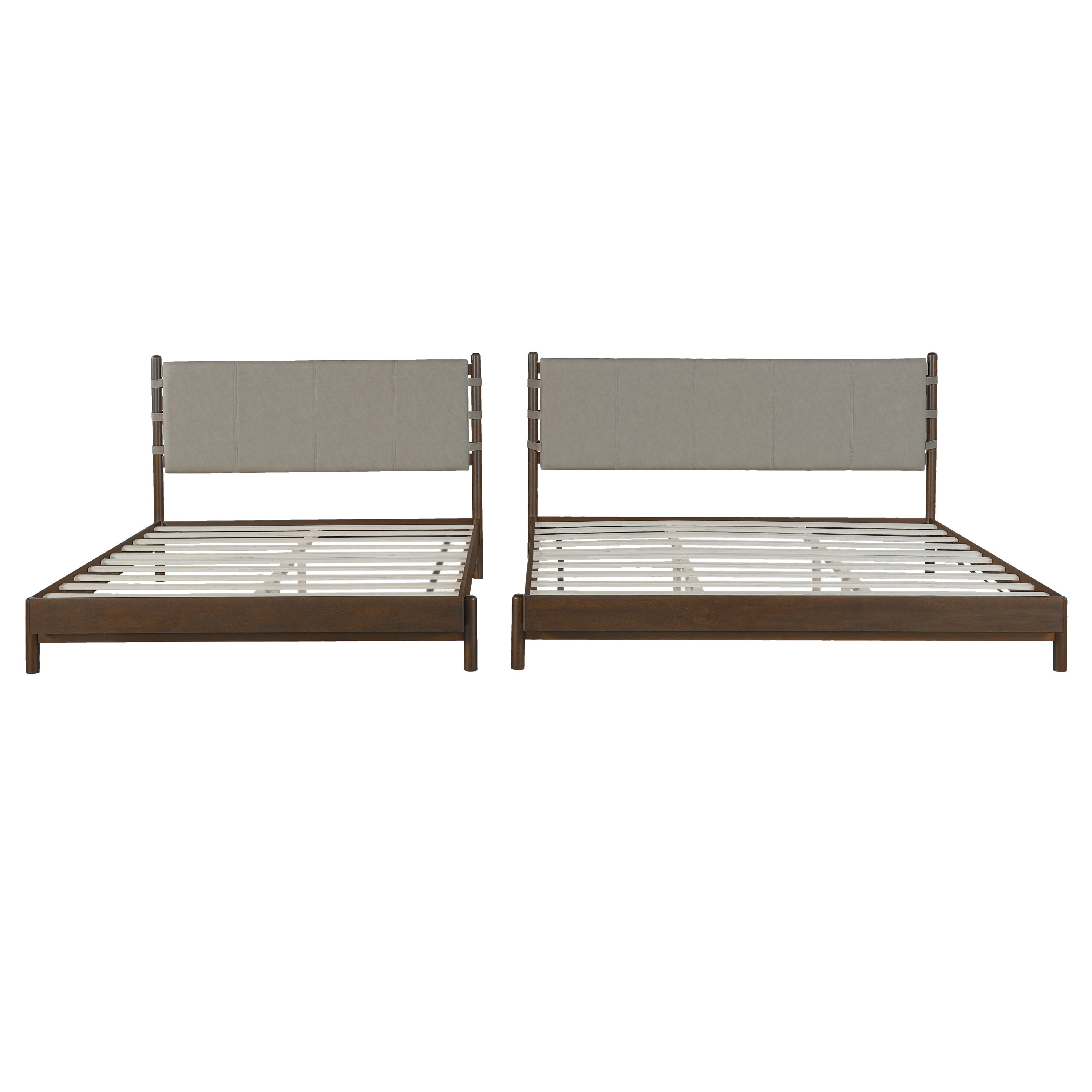 Premium Rubber Wood Platform Bed Frame, King Bed Frame with Headboard Included