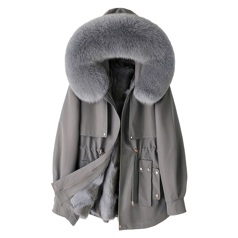 New Thickened Fur-and-Liner Detachable Coat