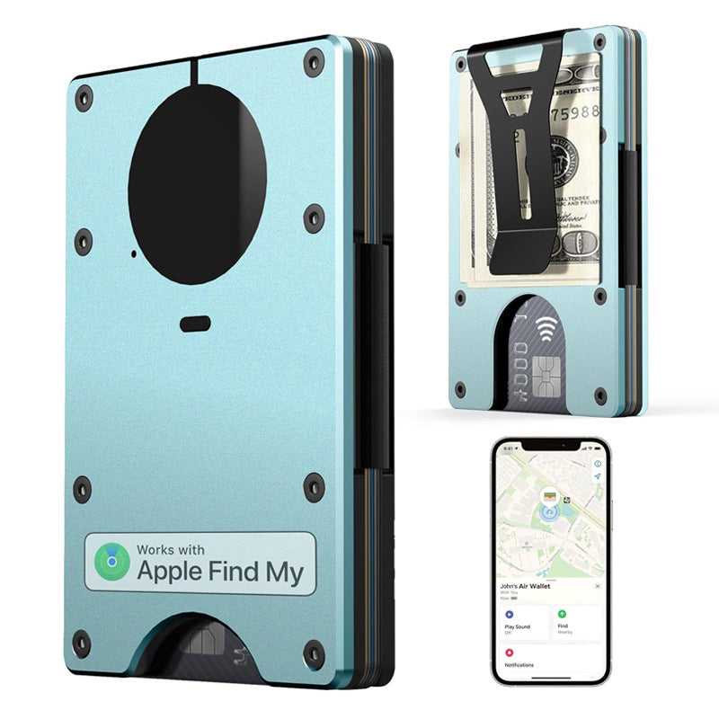 Minimalist AirTag Wallet – Slim Aluminum RFID Blocking Card Holder