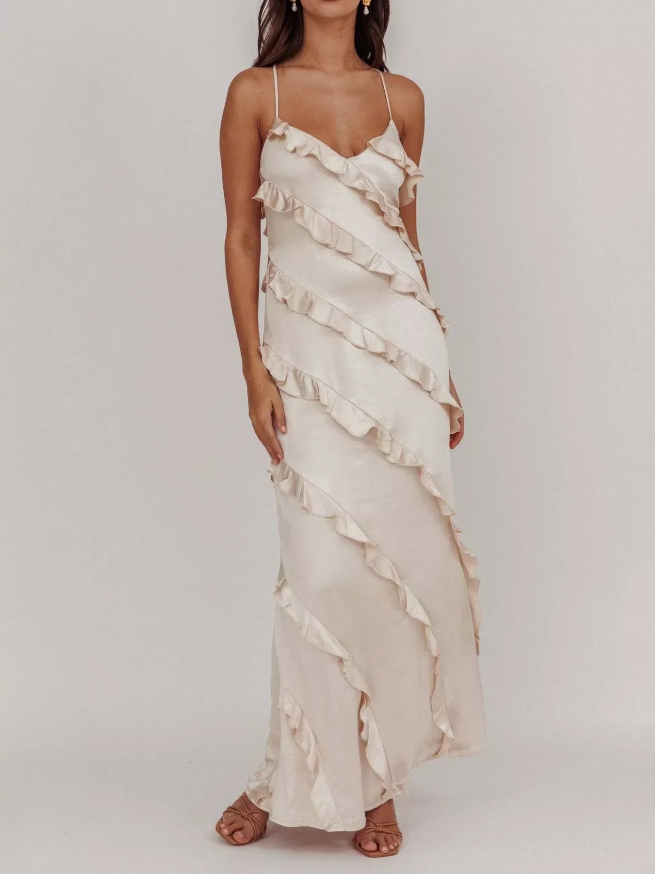 Ruffled Spaghetti Strap Maxi Dress