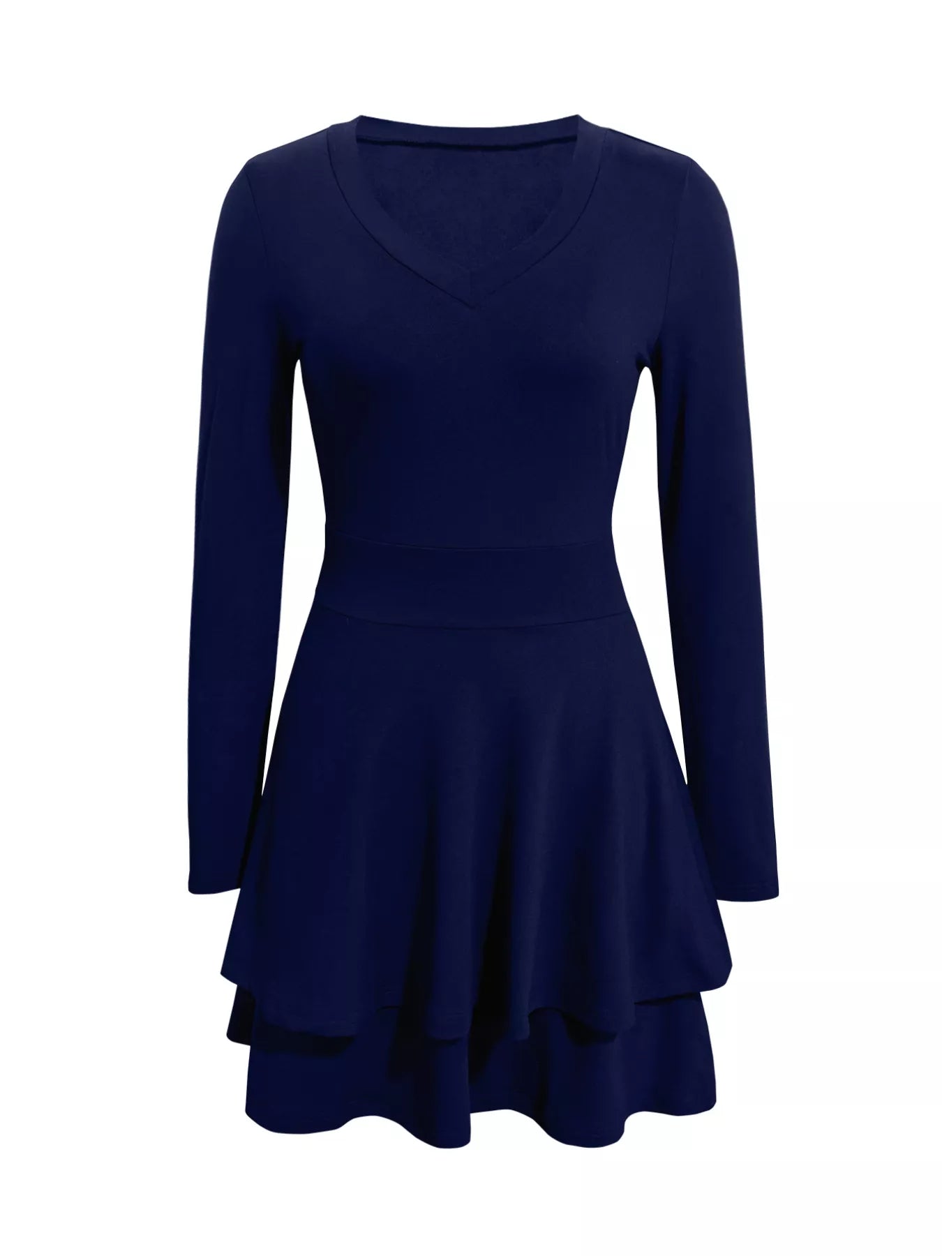 V-Neck Layered Ruffle Mini Dress