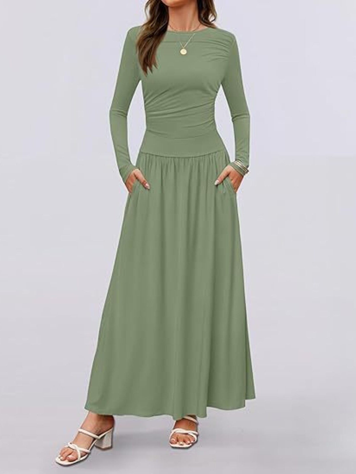 Long Sleeve Maxi Dress with Pockets