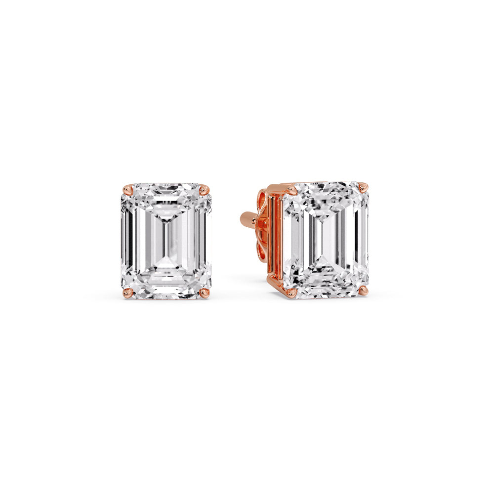 IGI Certified Emerald Cut Diamond Solitaire Stud Earrings