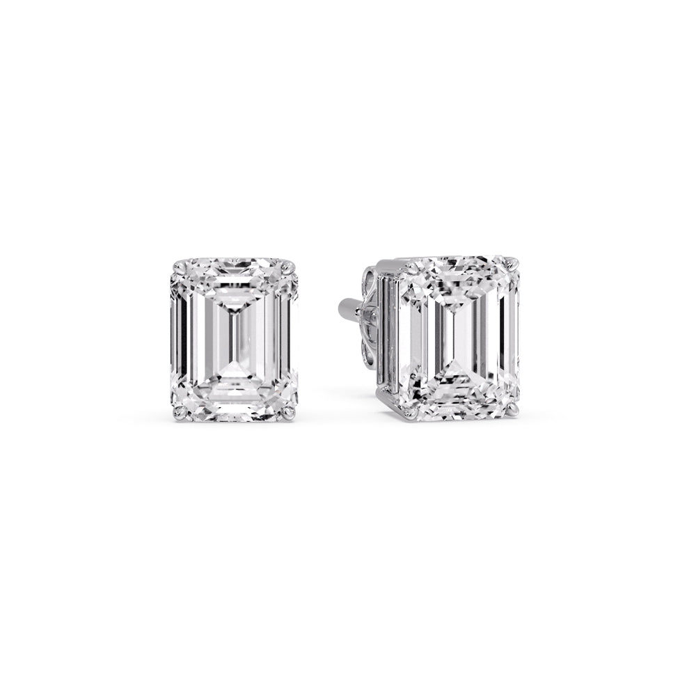 IGI Certified Emerald Cut Diamond Solitaire Stud Earrings